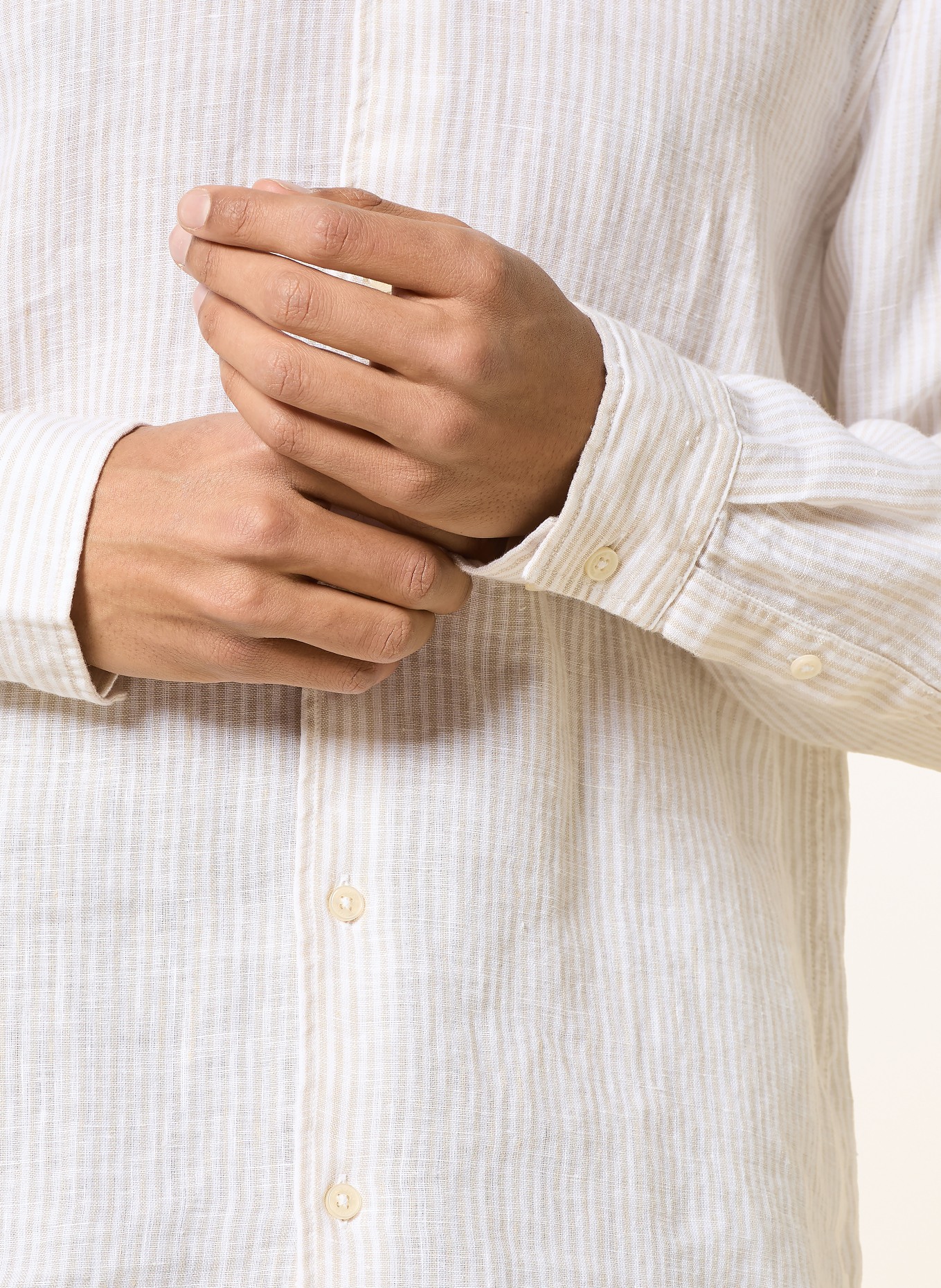 Marc O'Polo Linnen overhemd met normale pasvorm: WIT / LICHTBRUIN