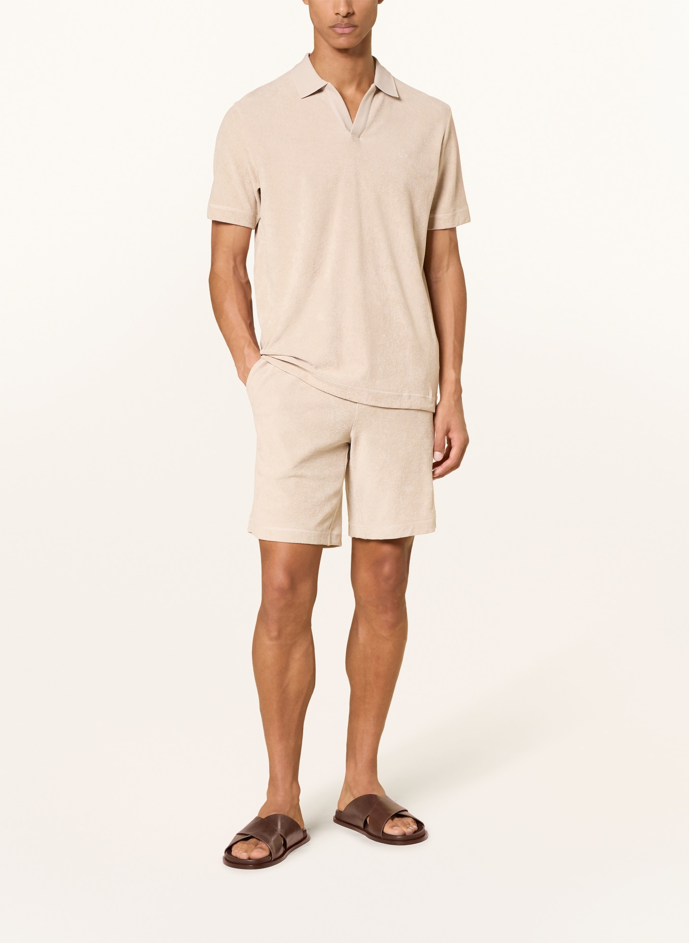 Marc O'Polo Frottee-Poloshirt: BEIGE