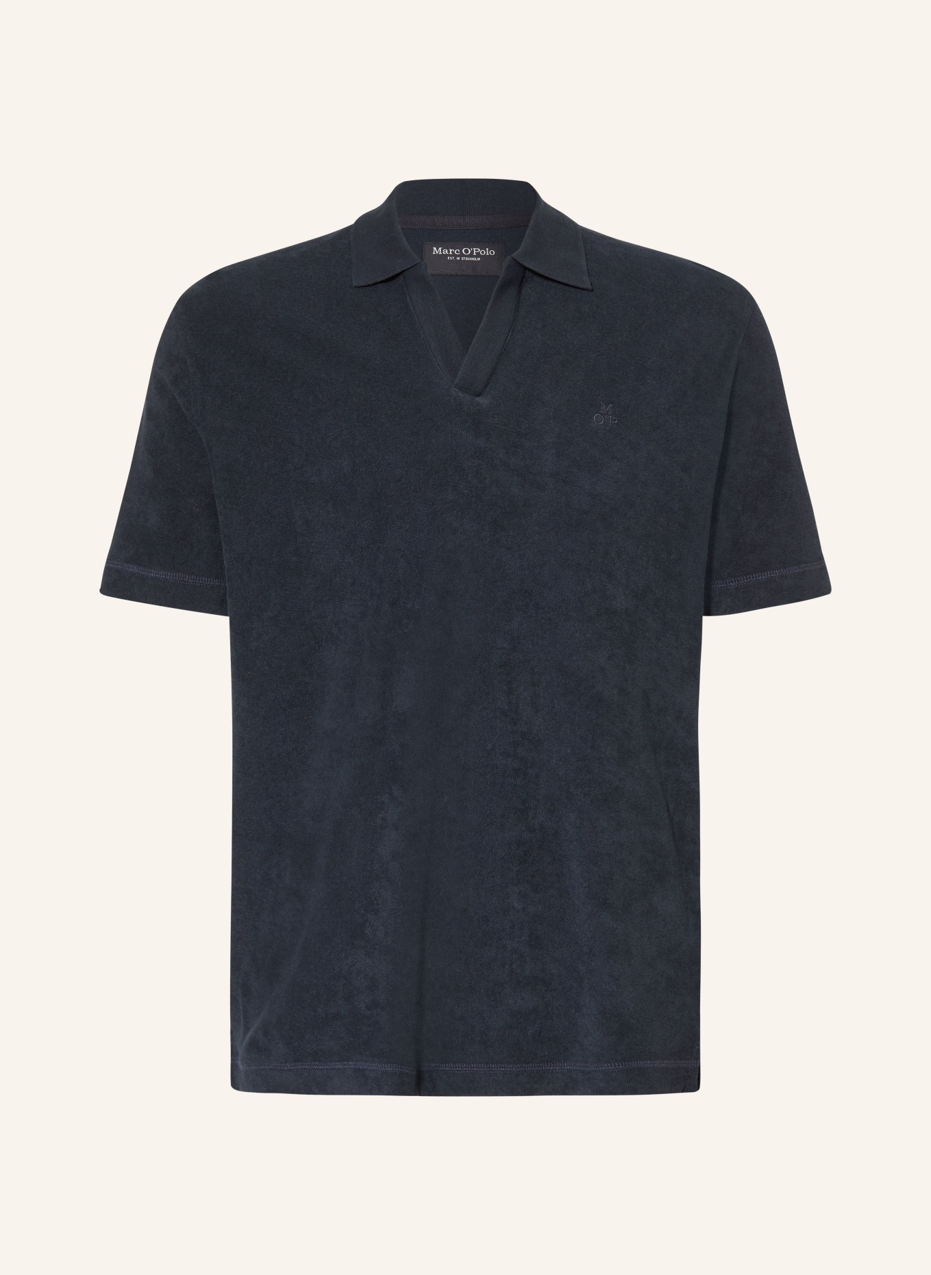 Marc O'Polo Frottee-Poloshirt: DUNKELBLAU