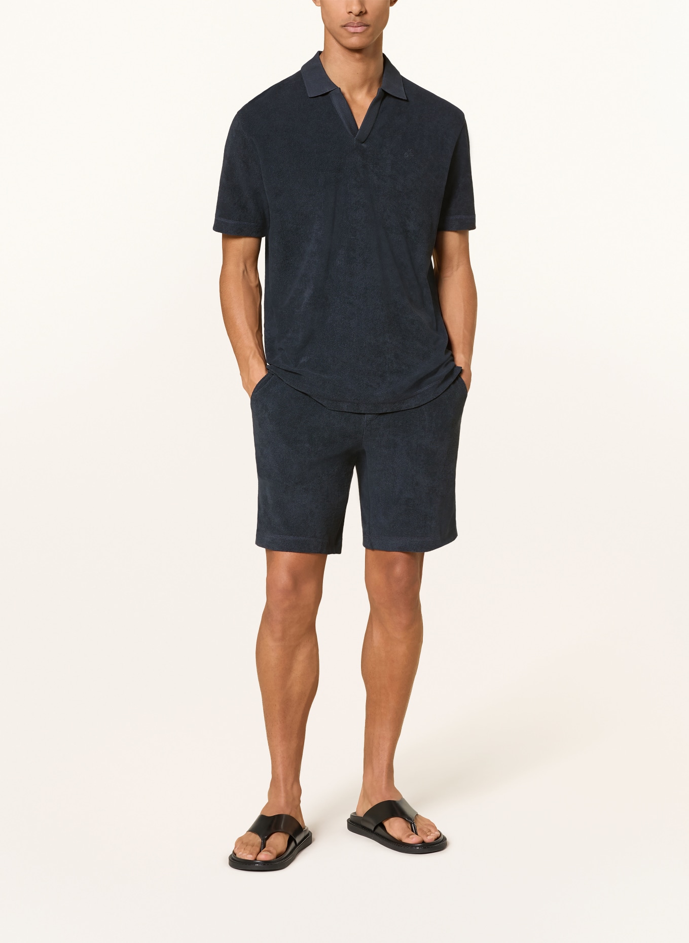 Marc O'Polo Frottee-Poloshirt: DUNKELBLAU