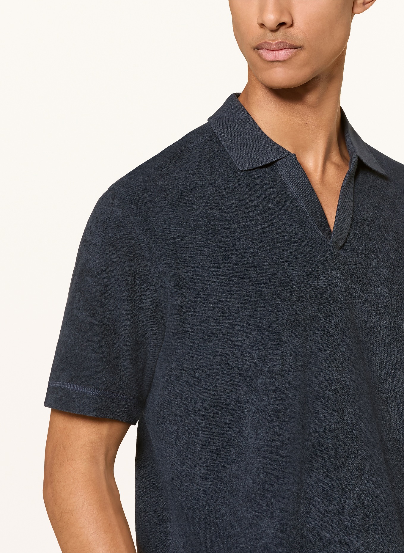 Marc O'Polo Frottee-Poloshirt: DUNKELBLAU