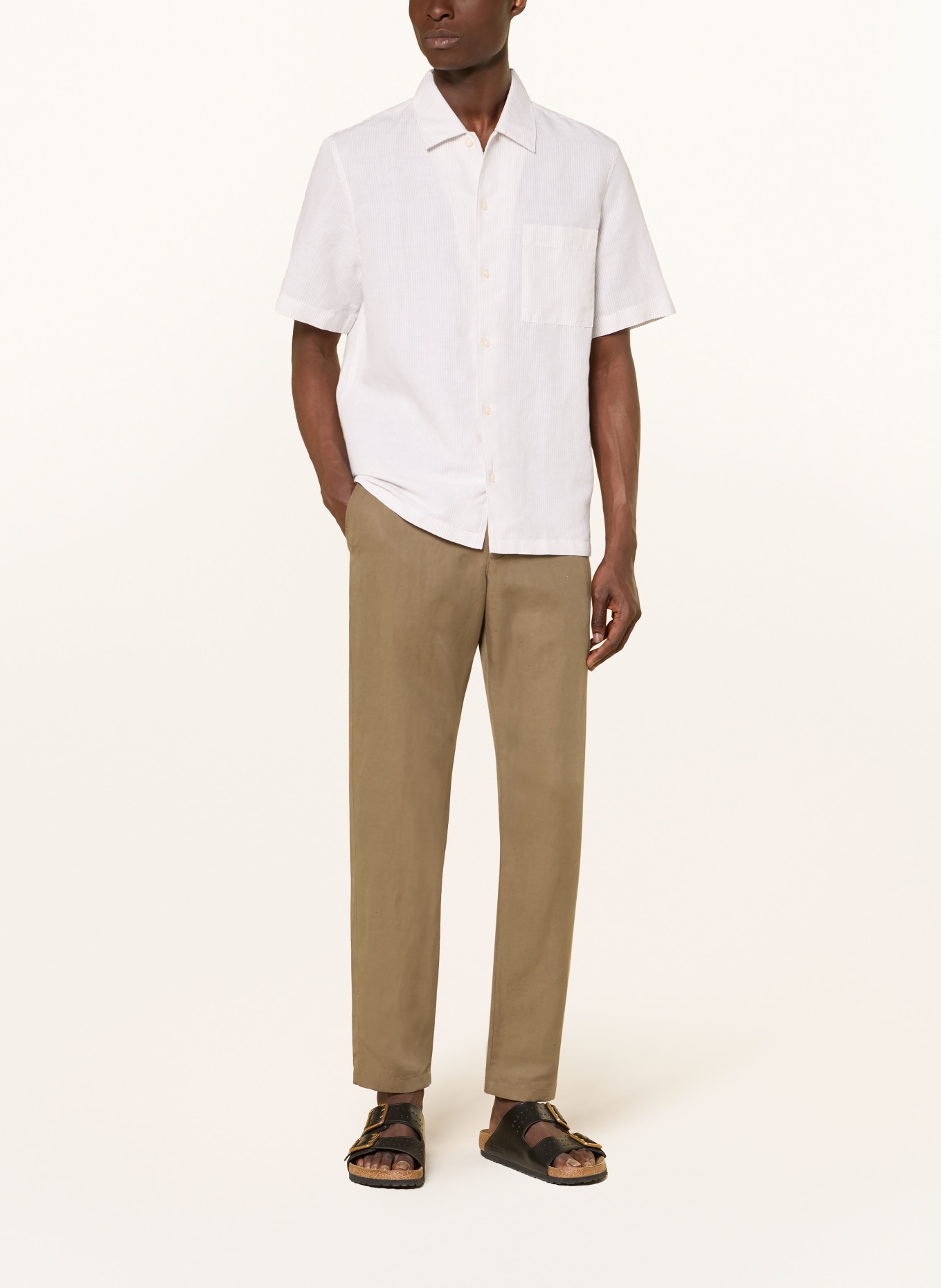 Marc O'Polo Chemise coupe décontractée en lin: BEIGE / BLANC