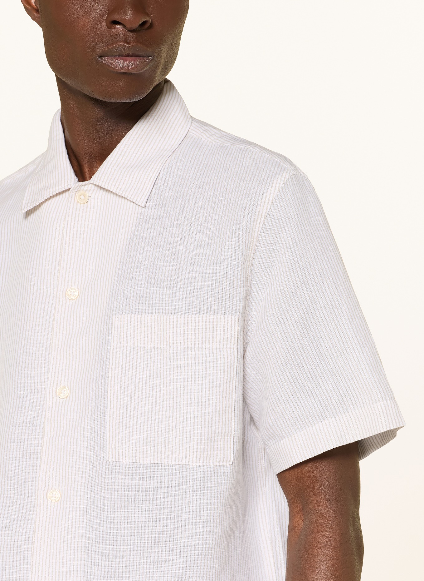 Marc O'Polo Chemise coupe décontractée en lin: BEIGE / BLANC