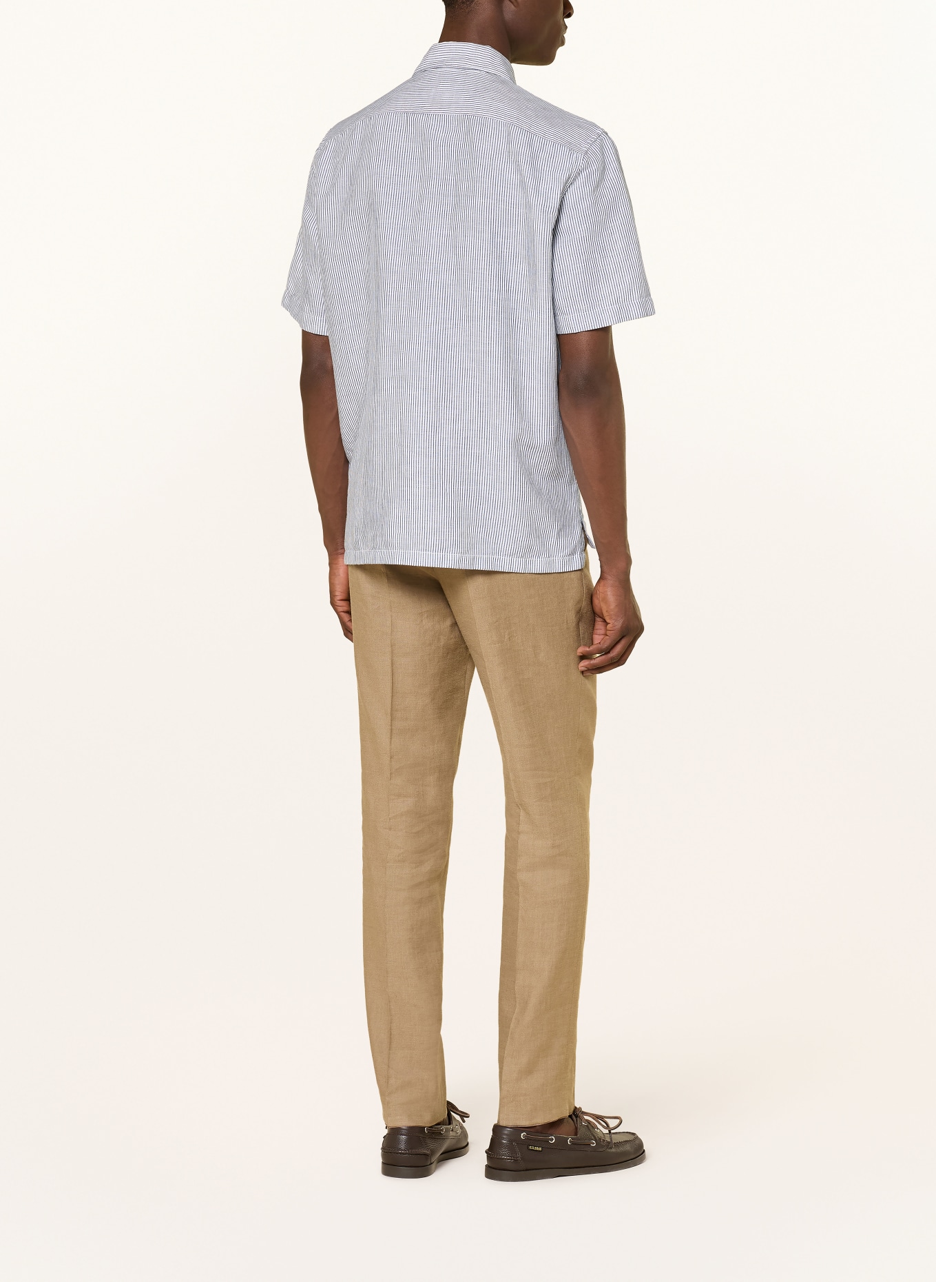 Marc O'Polo Chemise coupe décontractée en lin: BLEU FONCÉ / BLANC