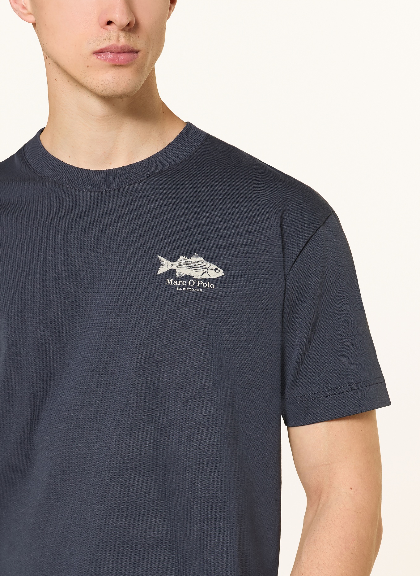 Marc O'Polo T-shirt: MØRKEBLÅ / LYSEGRÅ / KHAKI