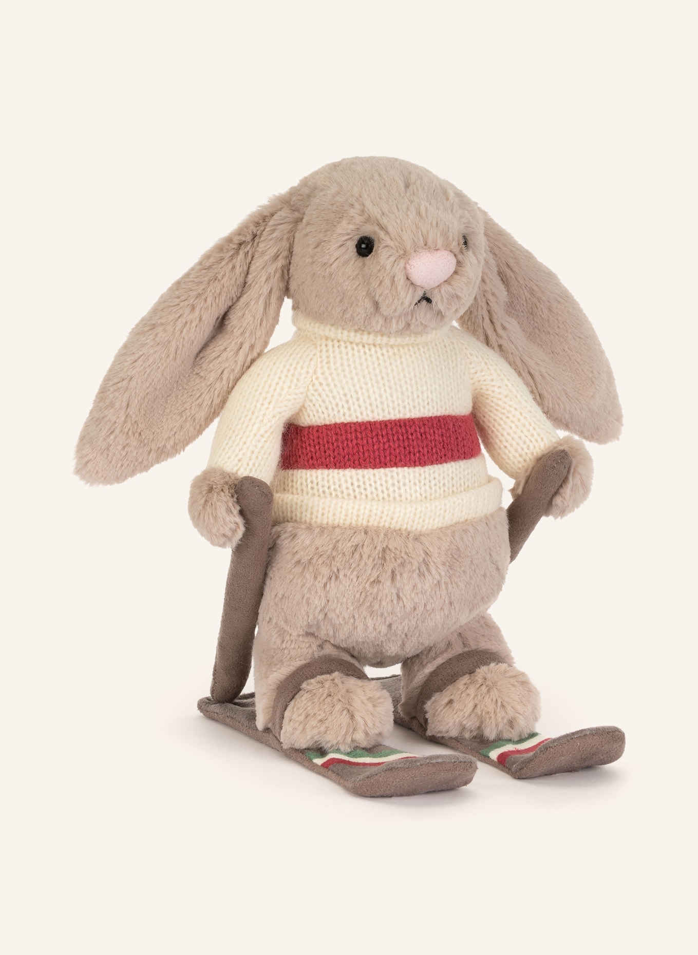 Jellycat Pluszowa zabawka BASHFUL BUNNY GOLD MEDAL SKI OUTFIT: SZAROBRĄZOWY / CZERWONY / ZIELONY
