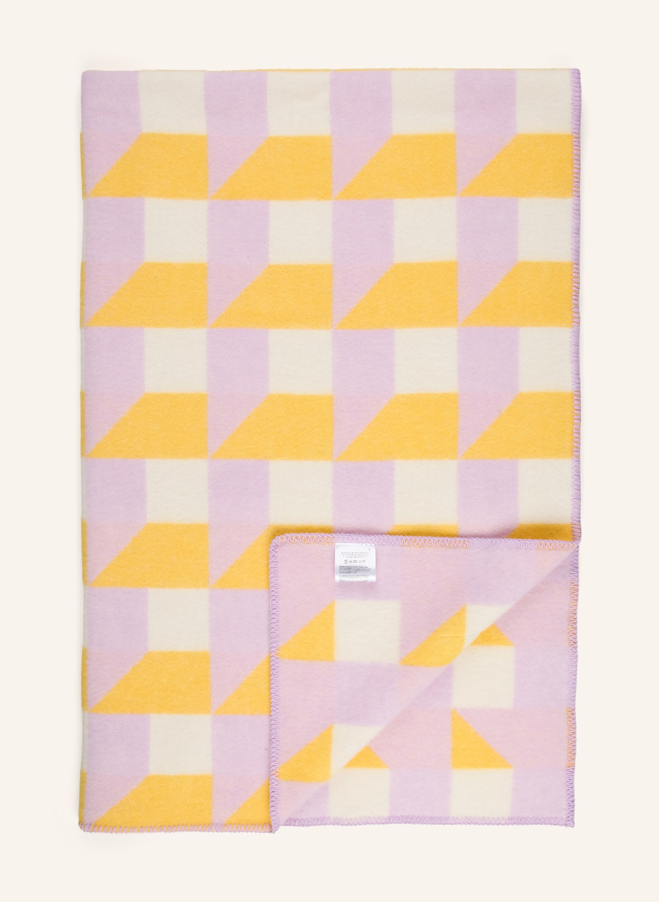 MAISON DEUX Plaid CUBICS: LICHTPAARS / CRÈME / GEEL