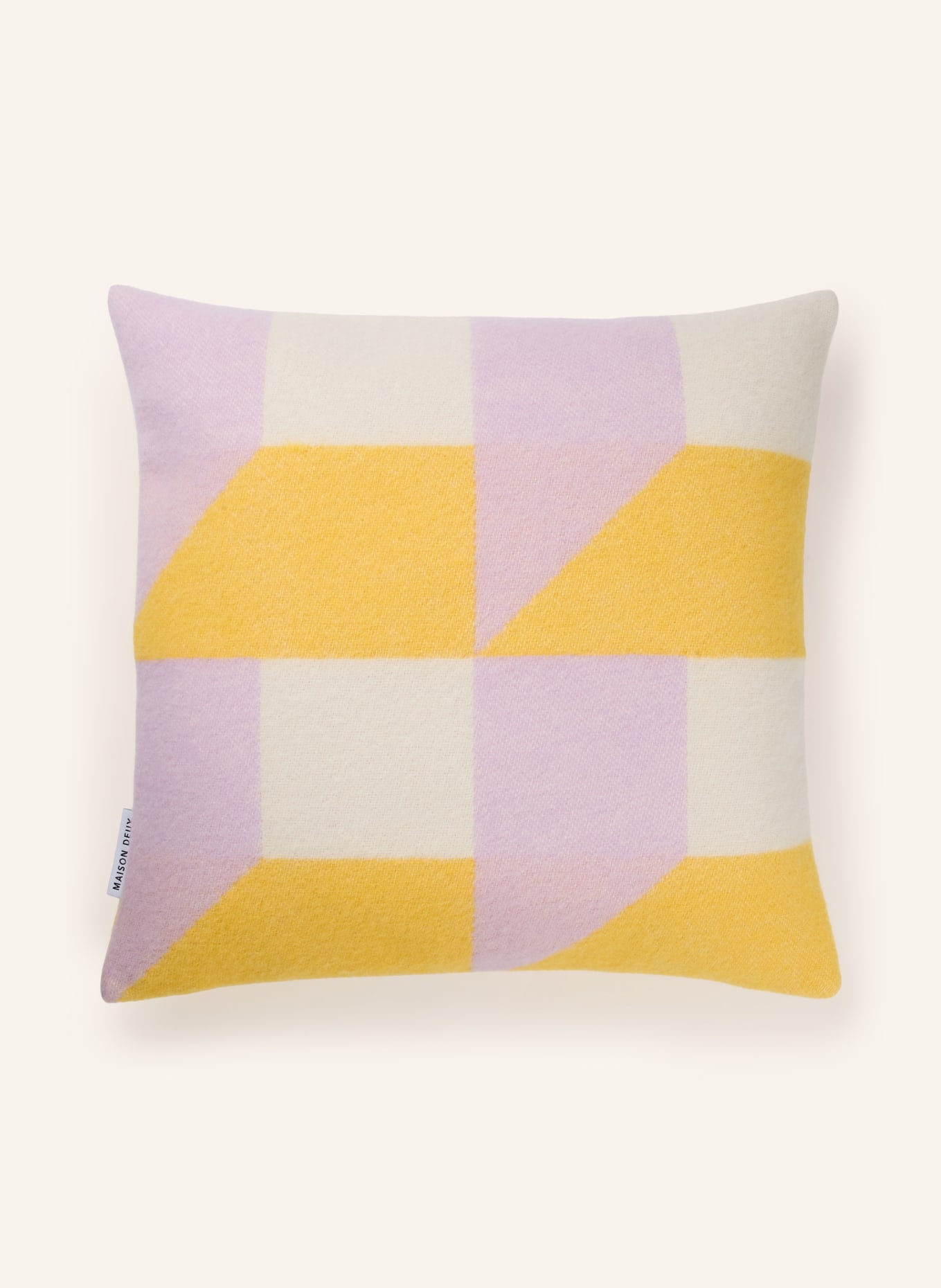 MAISON DEUX CUBICS Decorative Pillow Cover: YELLOW / CREAM / LIGHT PURPLE