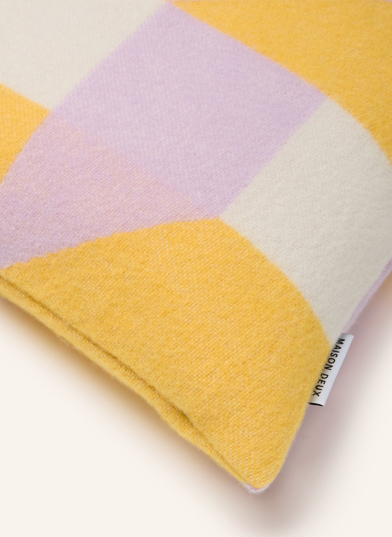 MAISON DEUX CUBICS Decorative Pillow Cover: YELLOW / CREAM / LIGHT PURPLE