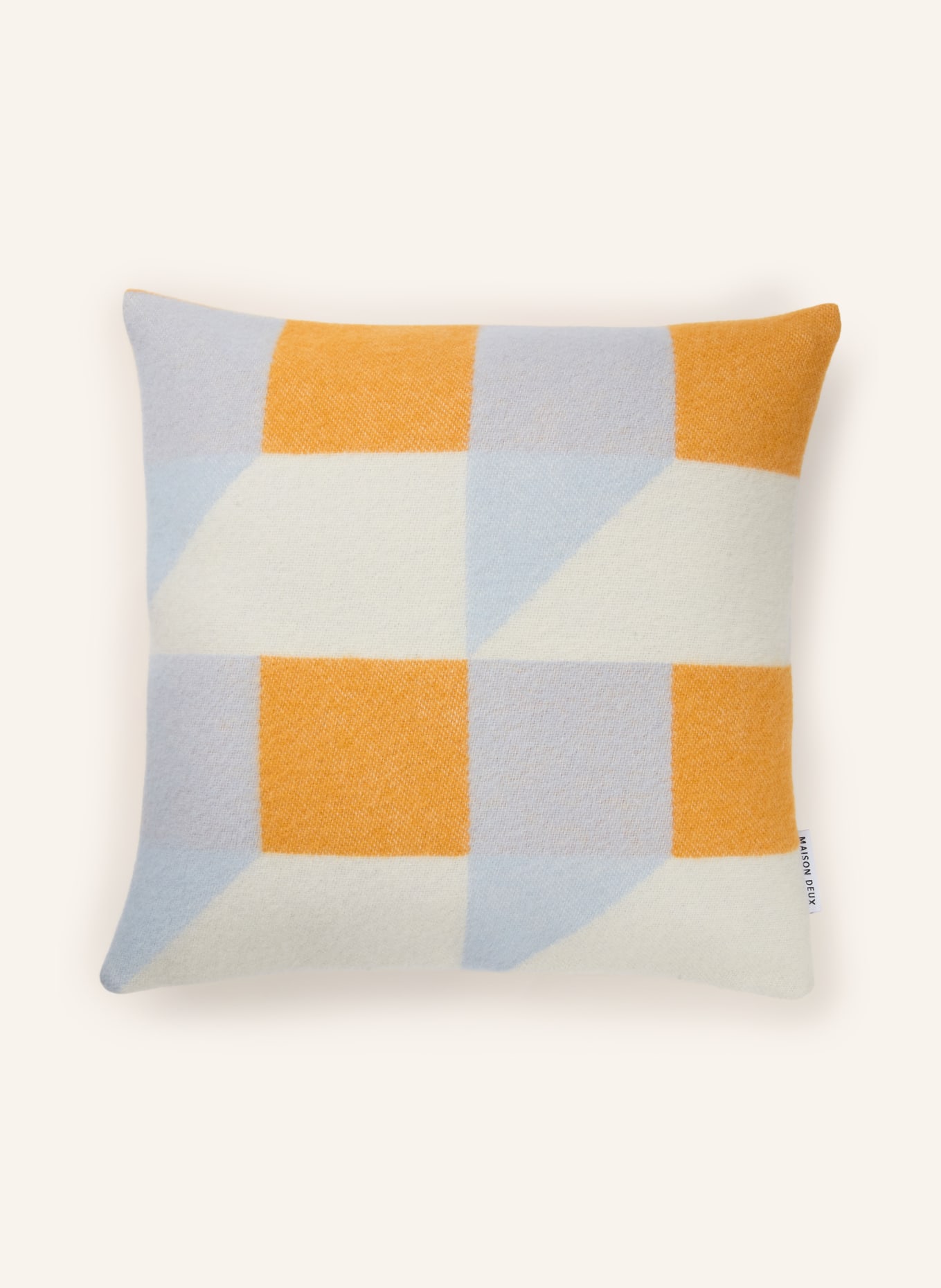 MAISON DEUX Dekokissenhülle CUBICS: CREME / GELB / HELLBLAU