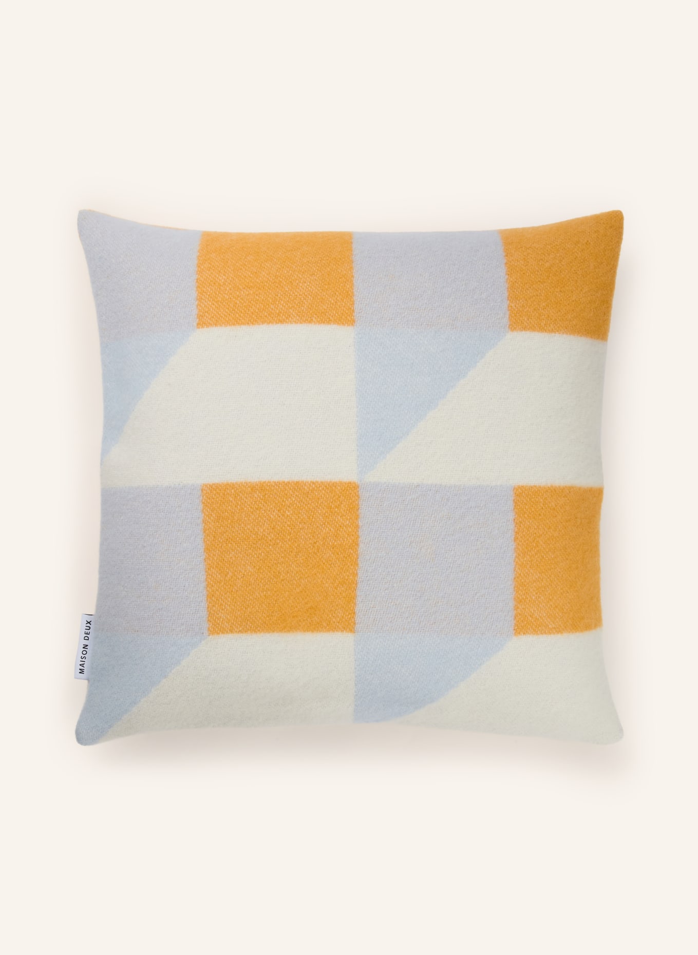 MAISON DEUX Dekokissenhülle CUBICS: CREME / GELB / HELLBLAU