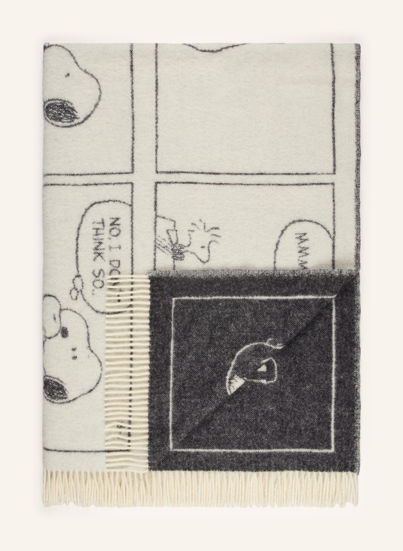 MAISON DEUX PEANUTS Throw: CREAM / DARK GRAY / BLACK