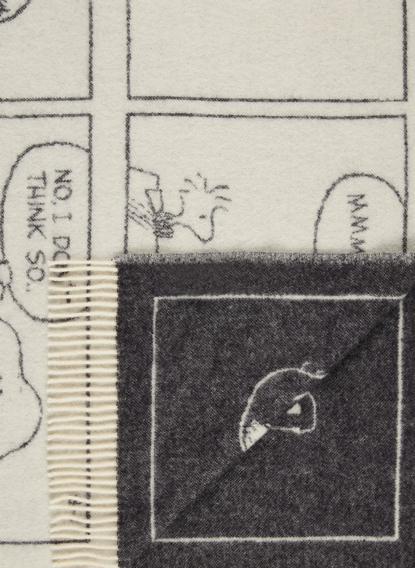 MAISON DEUX PEANUTS Throw: CREAM / DARK GRAY / BLACK