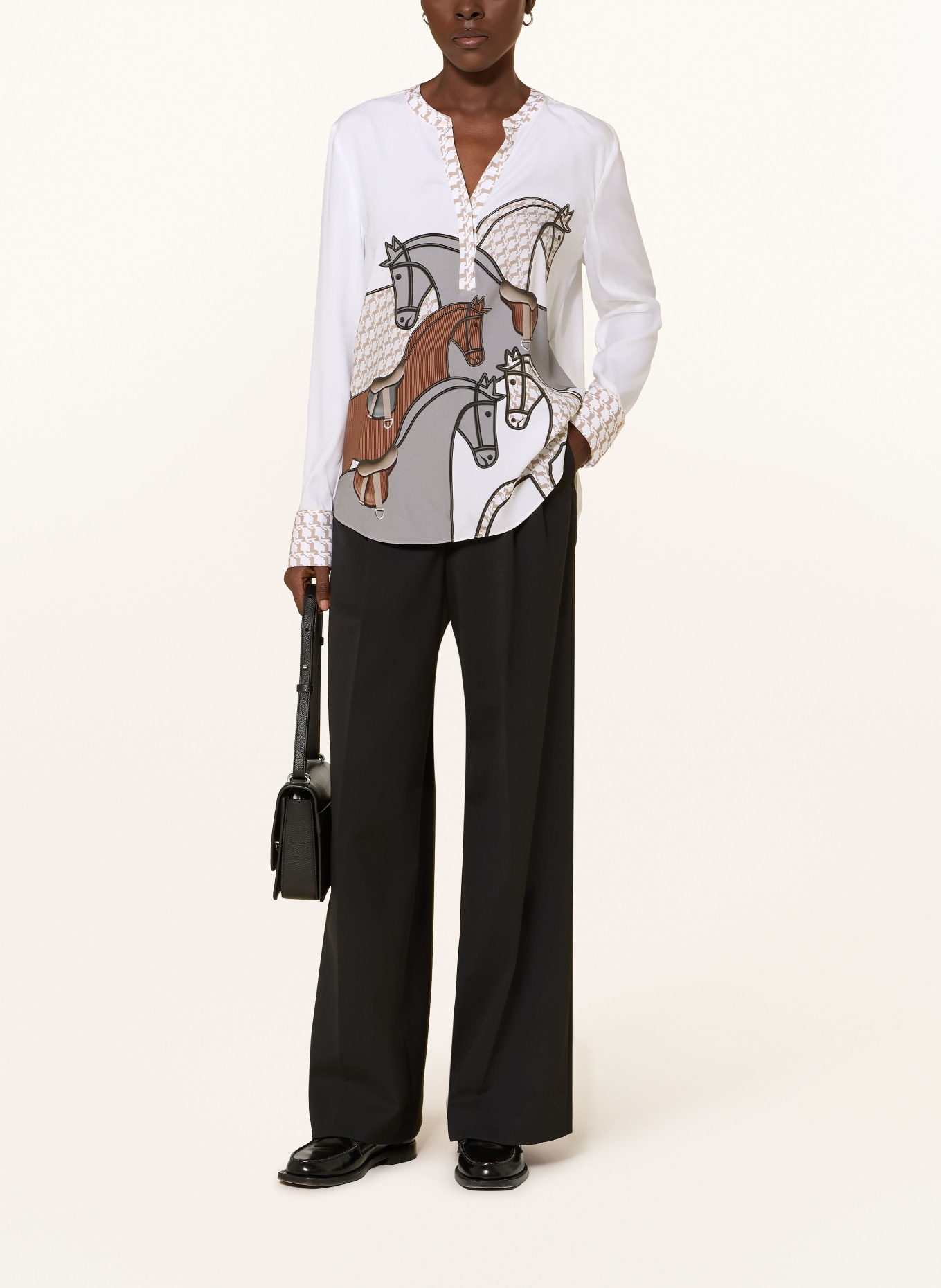 HERZENS Silk blouse: WHITE / BROWN / GRAY