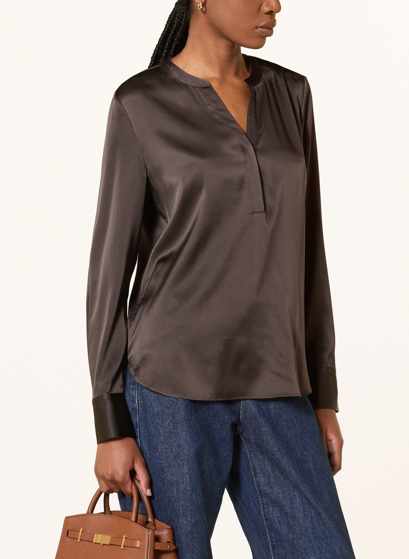 HERZENS Silk blouse: DARK BROWN