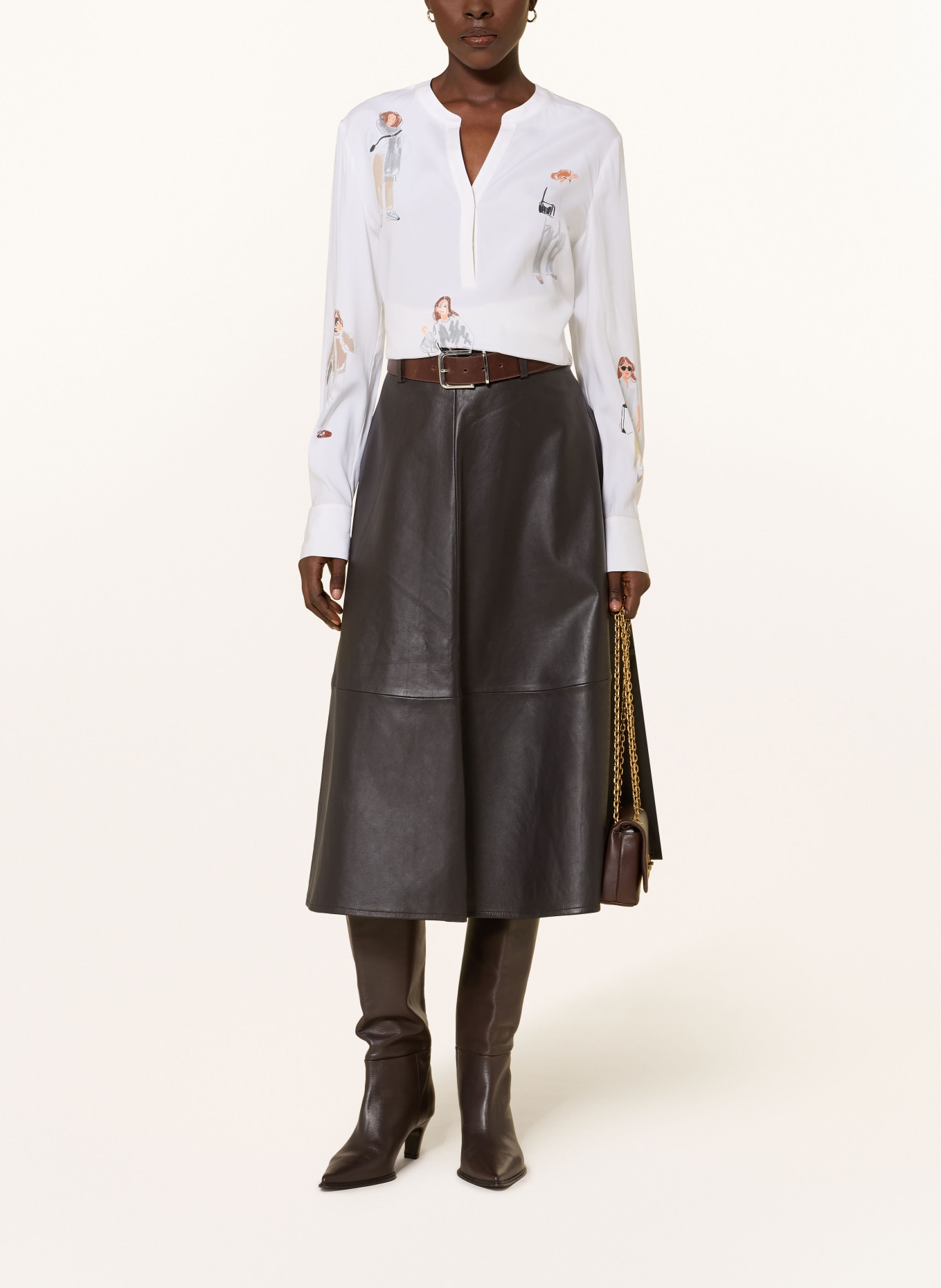 HERZENS Silk blouse: WHITE / BROWN / GRAY