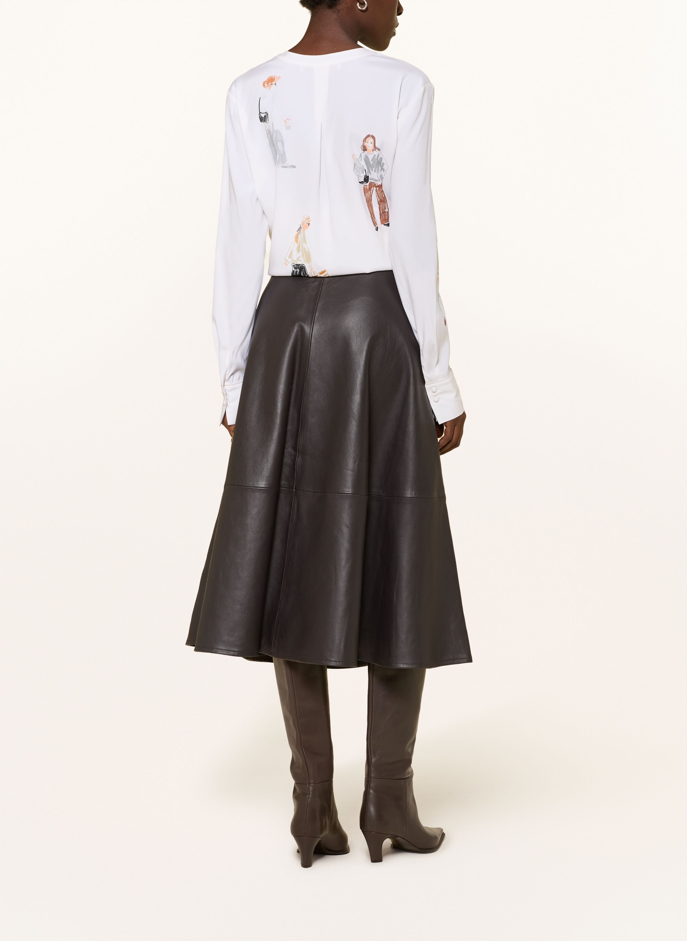 HERZENS Silk blouse: WHITE / BROWN / GRAY