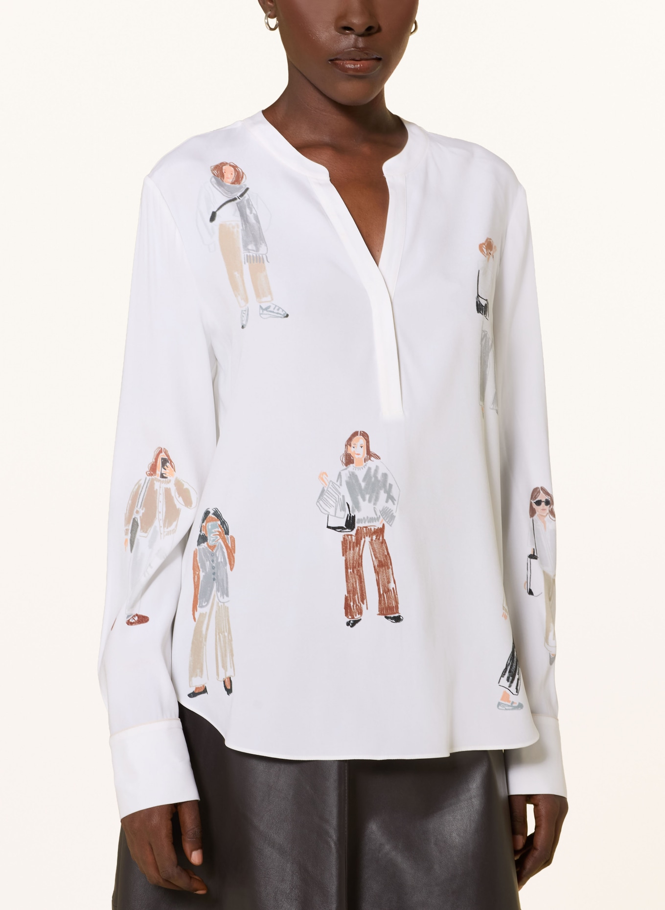HERZENS Silk blouse: WHITE / BROWN / GRAY