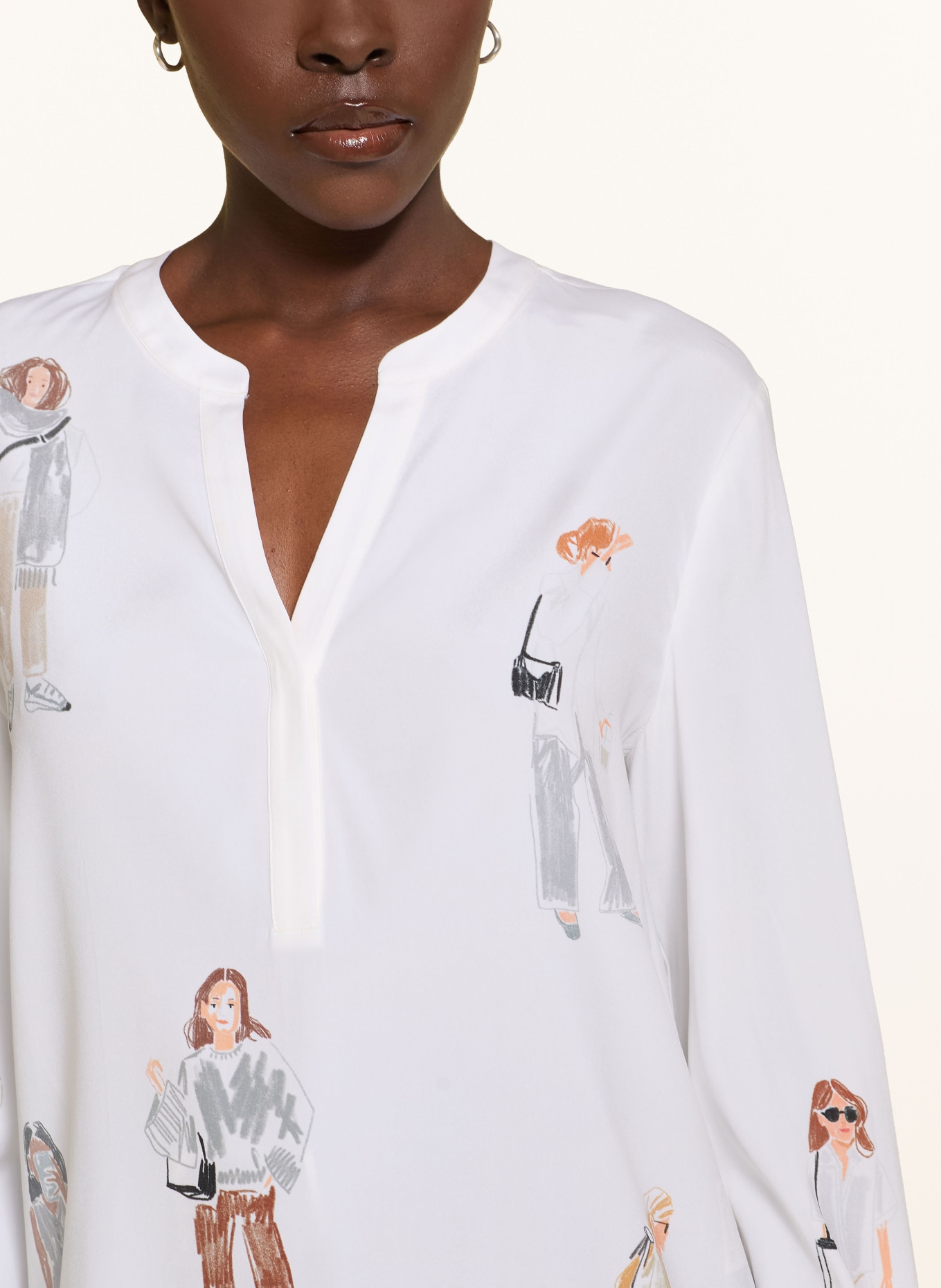 HERZENS Silk blouse: WHITE / BROWN / GRAY