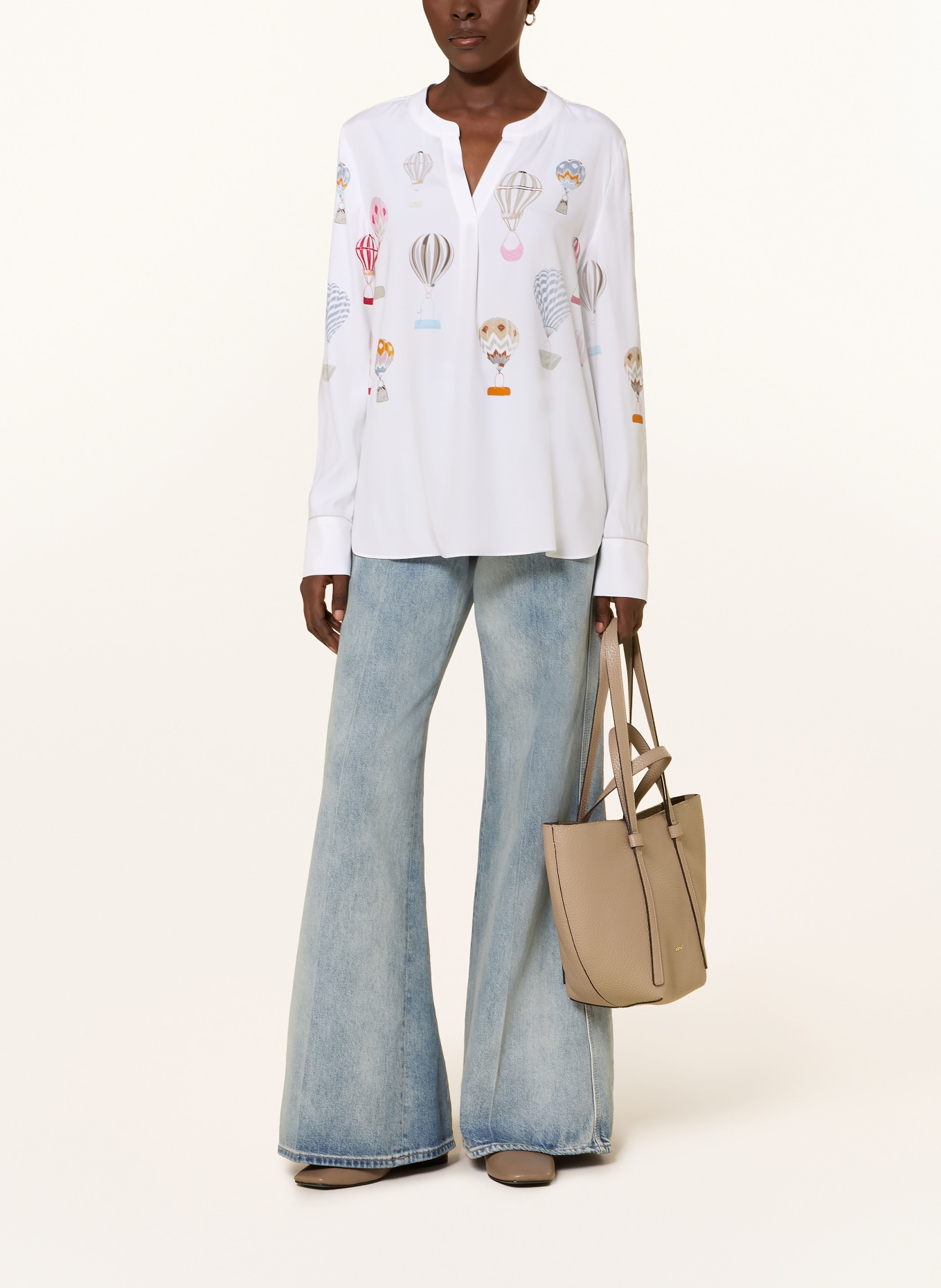 HERZENS Silk blouse: WHITE / RED / ORANGE
