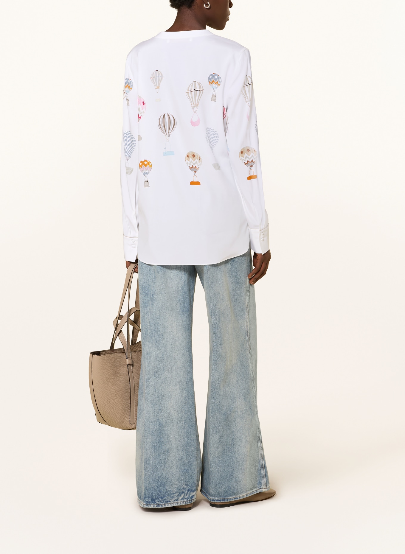 HERZENS Silk blouse: WHITE / RED / ORANGE