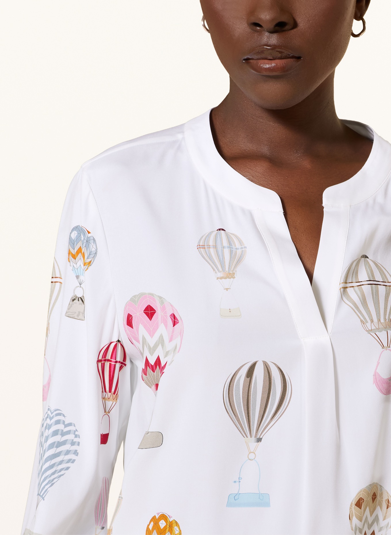 HERZENS Silk blouse: WHITE / RED / ORANGE
