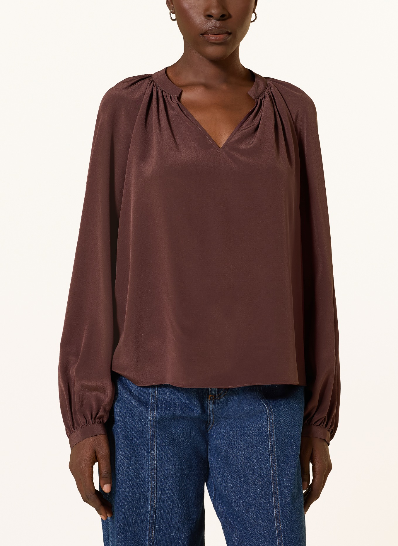 HERZENS Silk blouse: DARK BROWN