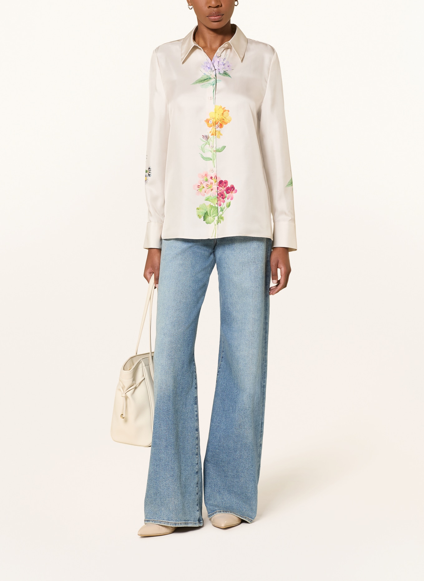 HERZENS Silk blouse: CREAM / YELLOW / GREEN