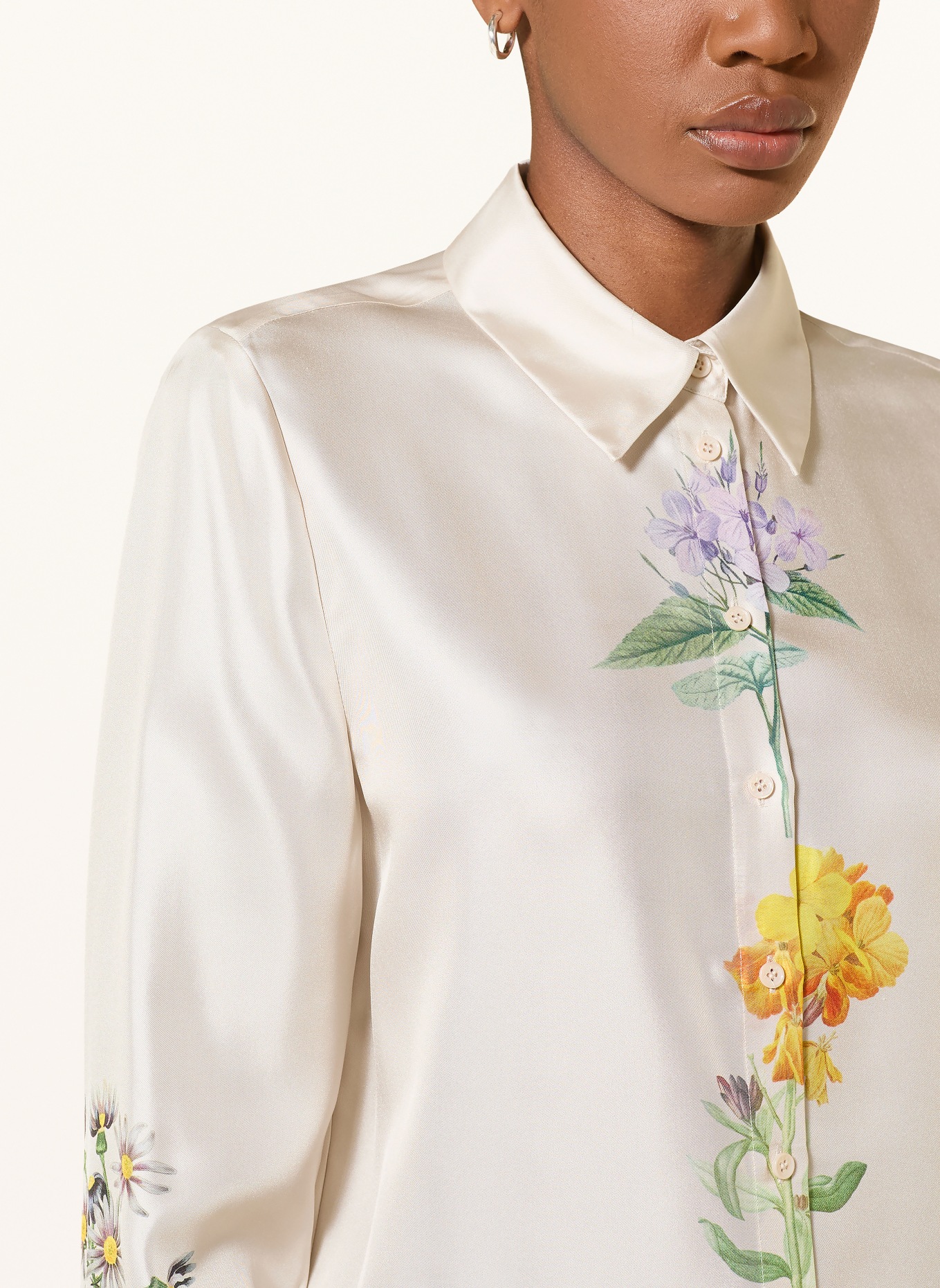 HERZENS Silk blouse: CREAM / YELLOW / GREEN
