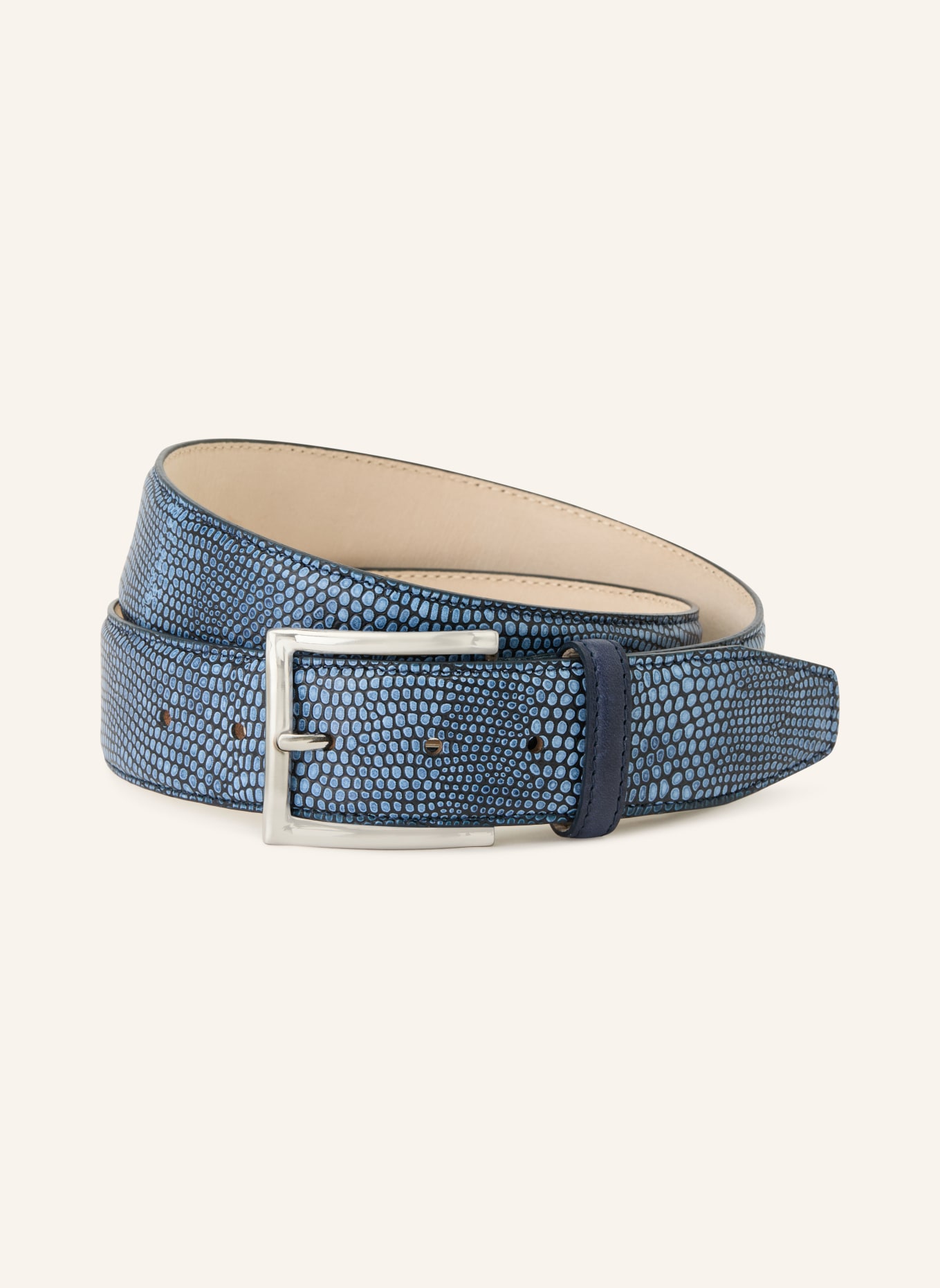 LINDENMANN Leather belt: BLUE GRAY / DARK GRAY