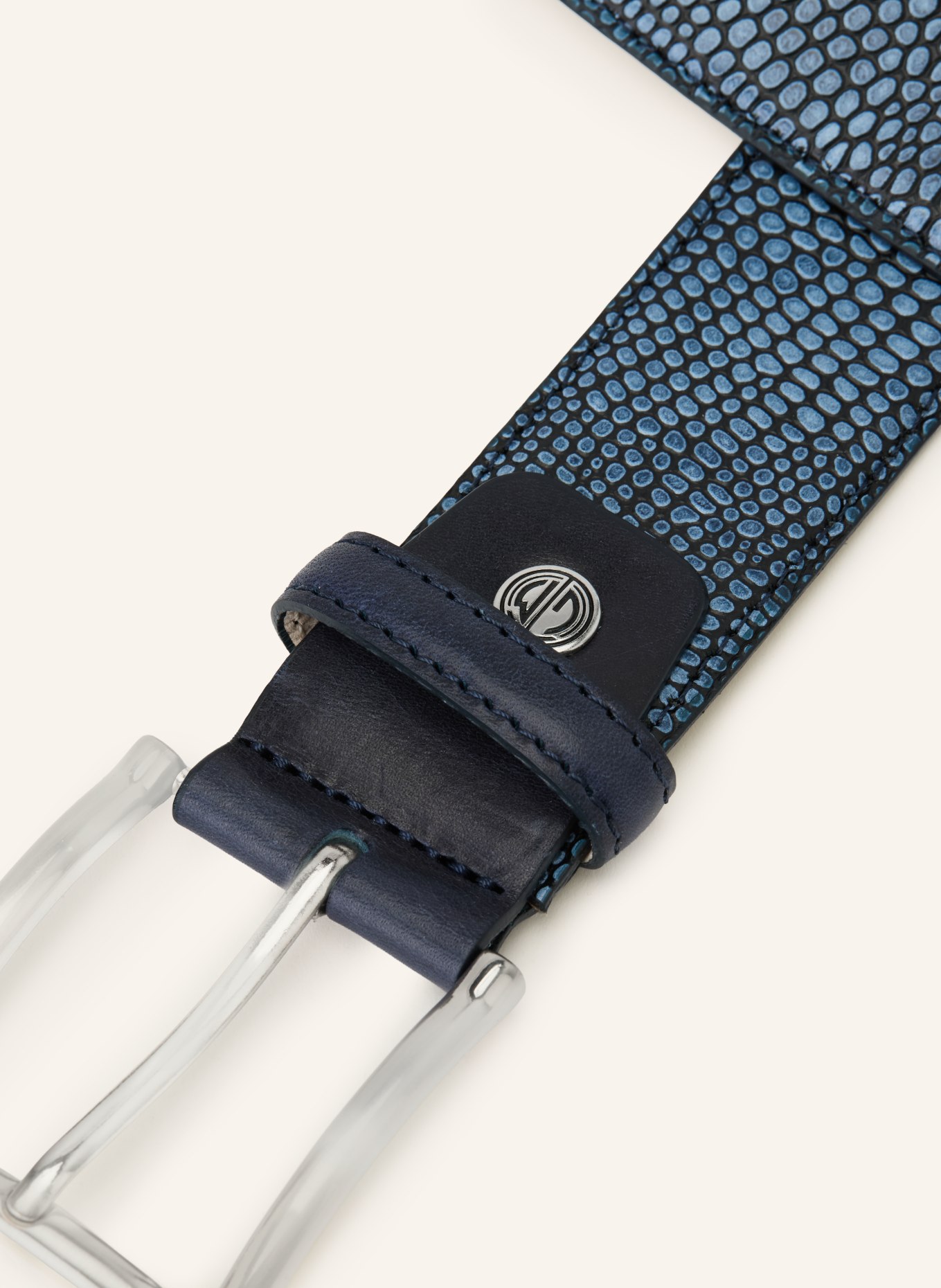 LINDENMANN Leather belt: BLUE GRAY / DARK GRAY