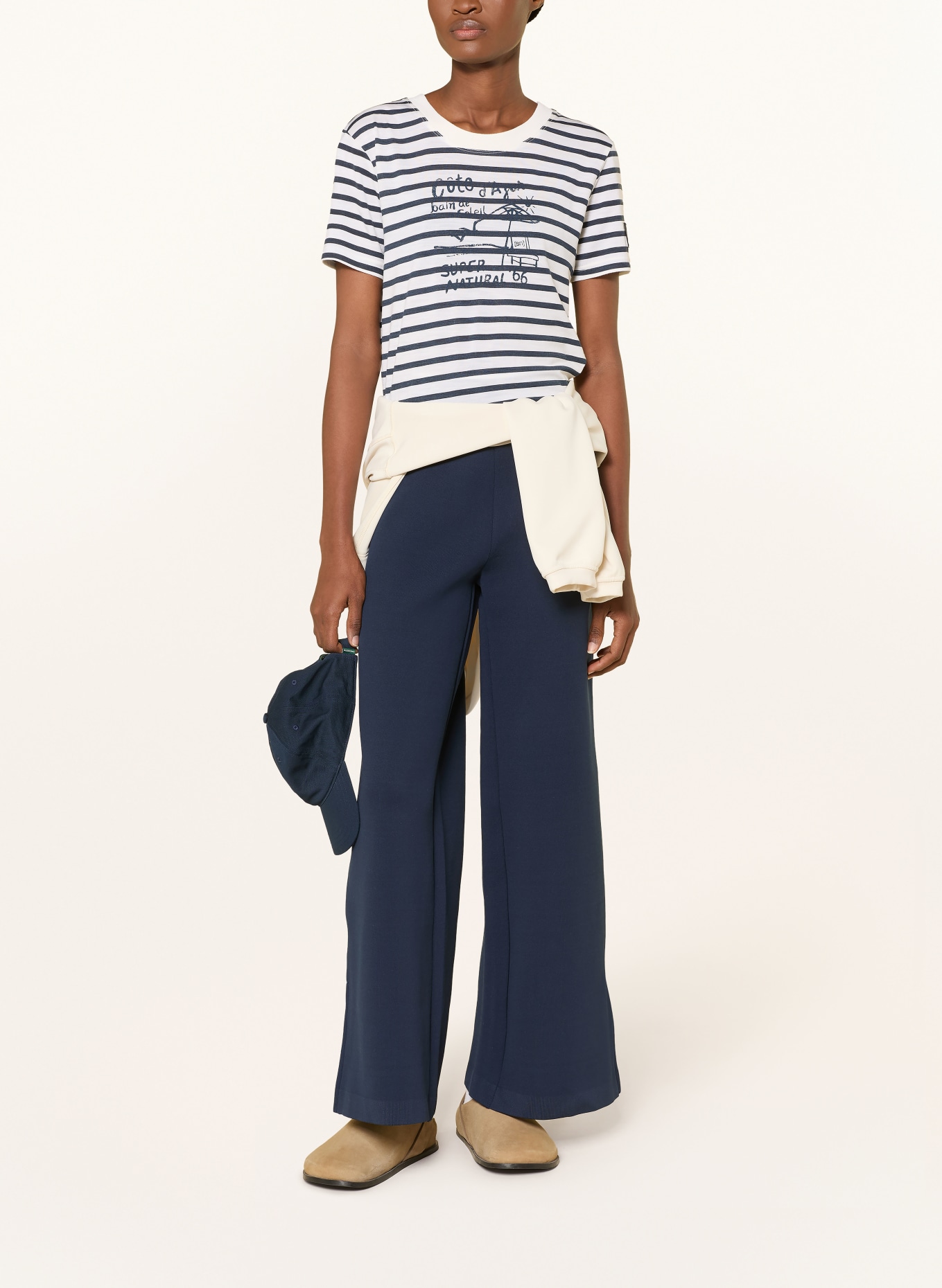 super.natural Funktionsshirt COTE D'AZUR mit Merinowolle: DUNKELBLAU / WEISS