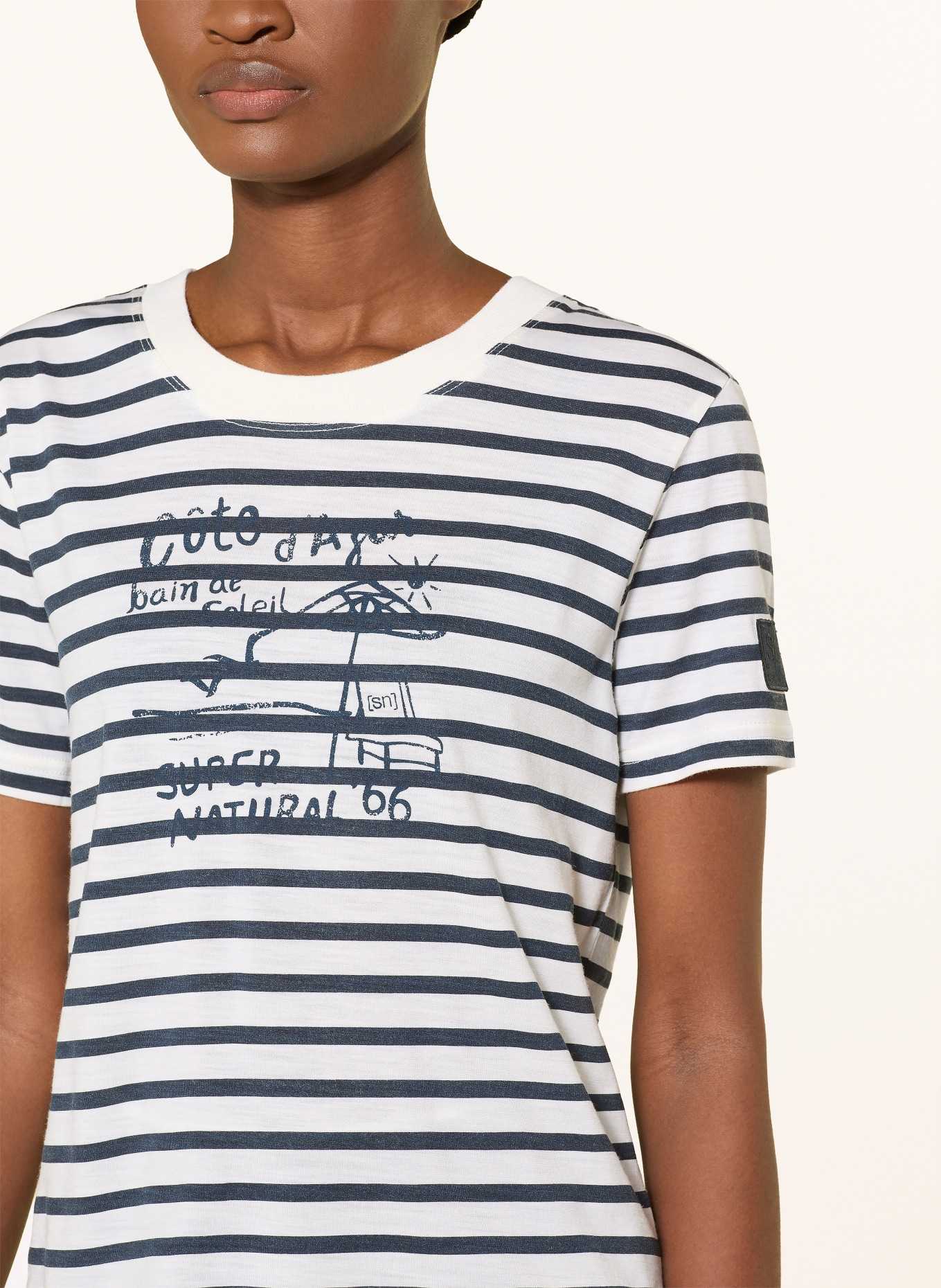 super.natural Funktionsshirt COTE D'AZUR mit Merinowolle: DUNKELBLAU / WEISS