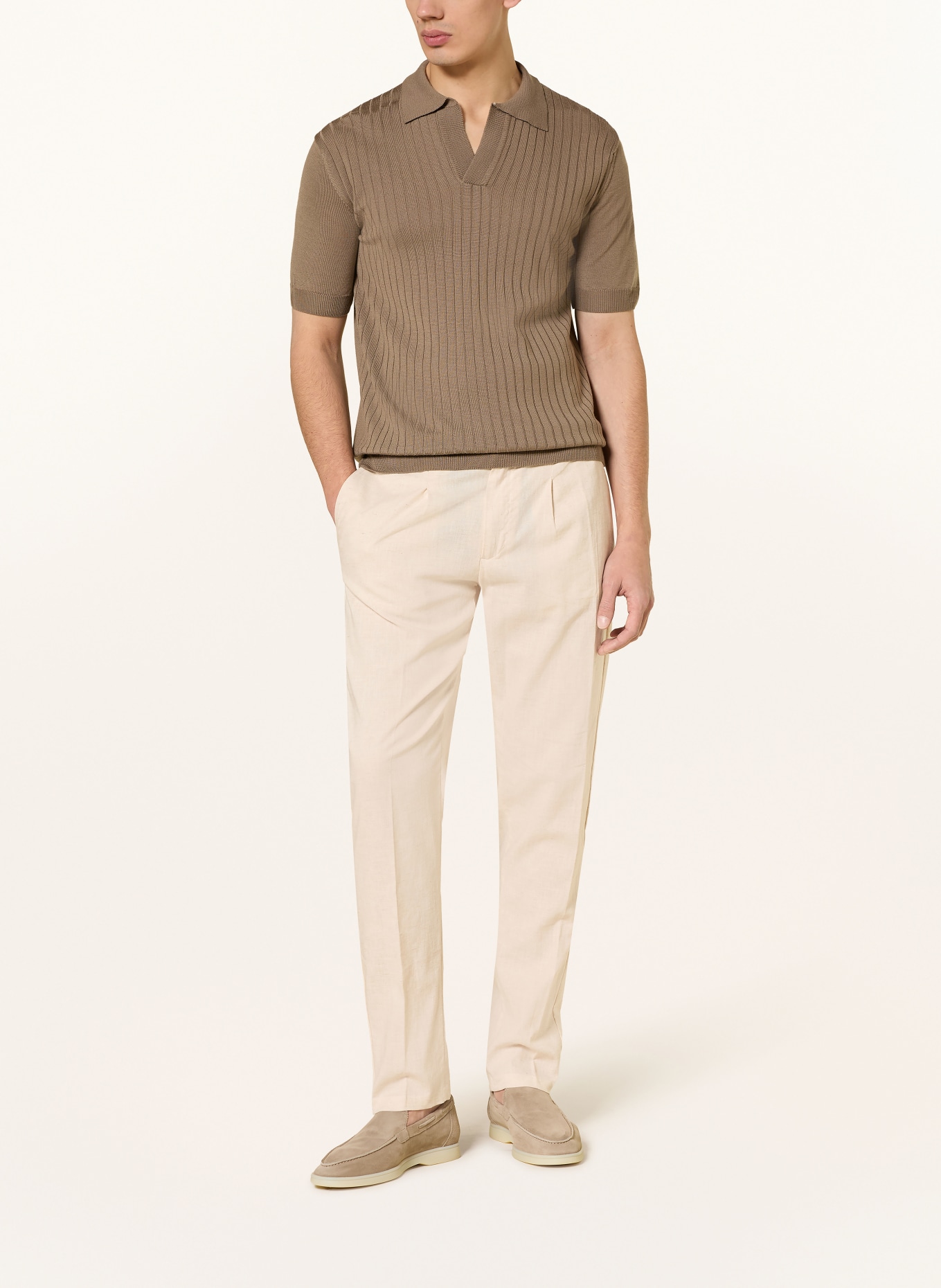 Aurélien Knit polo shirt made of merino wool: TAUPE