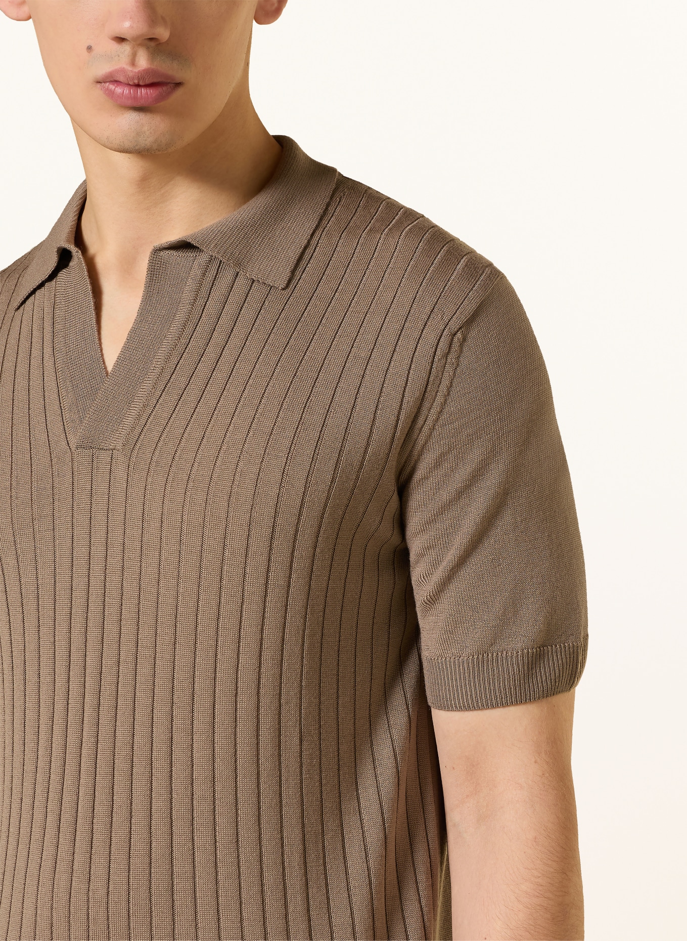 Aurélien Knit polo shirt made of merino wool: TAUPE