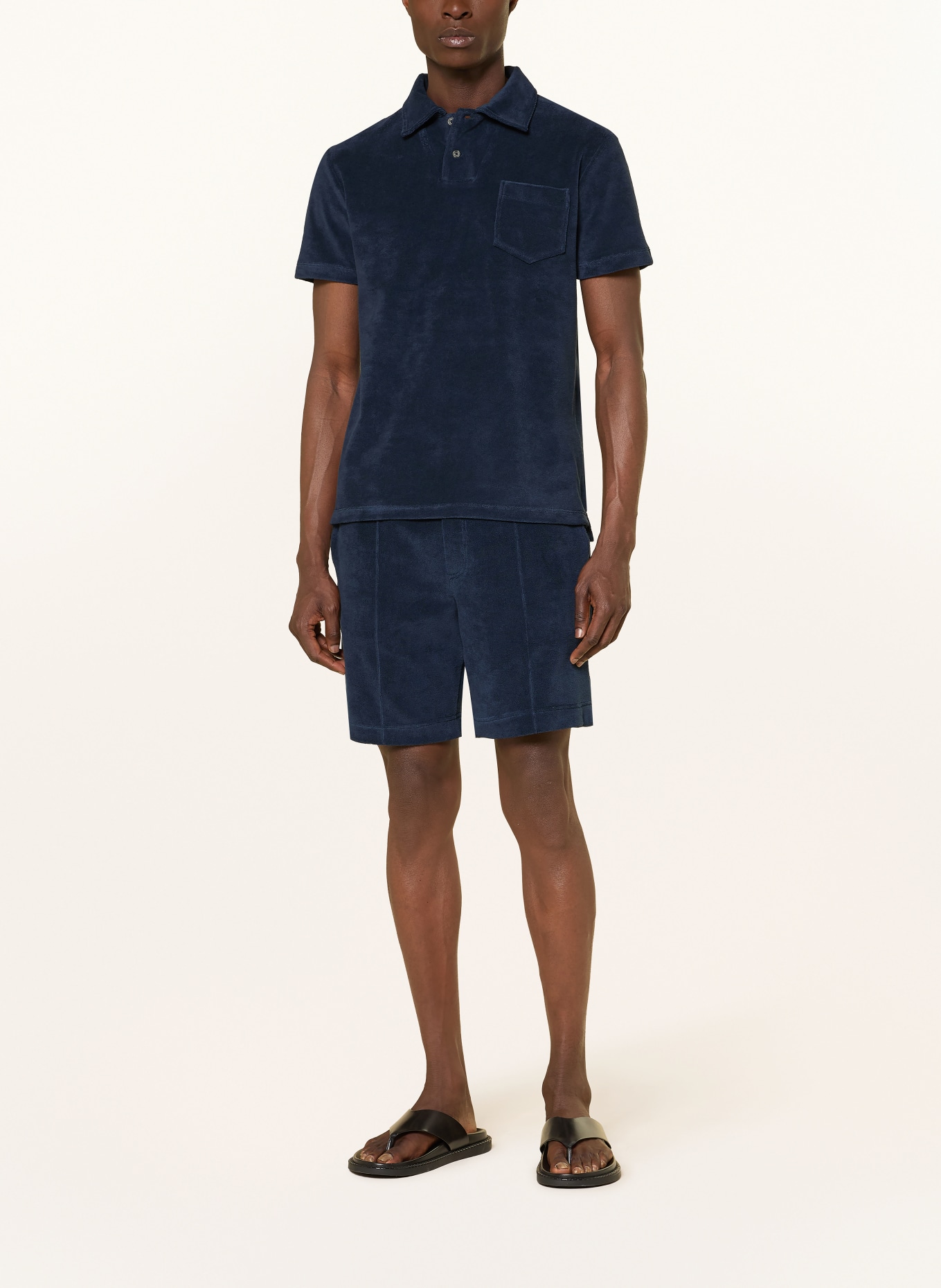 Aurélien Frottee-Poloshirt TERRY TOWELLING: DUNKELBLAU