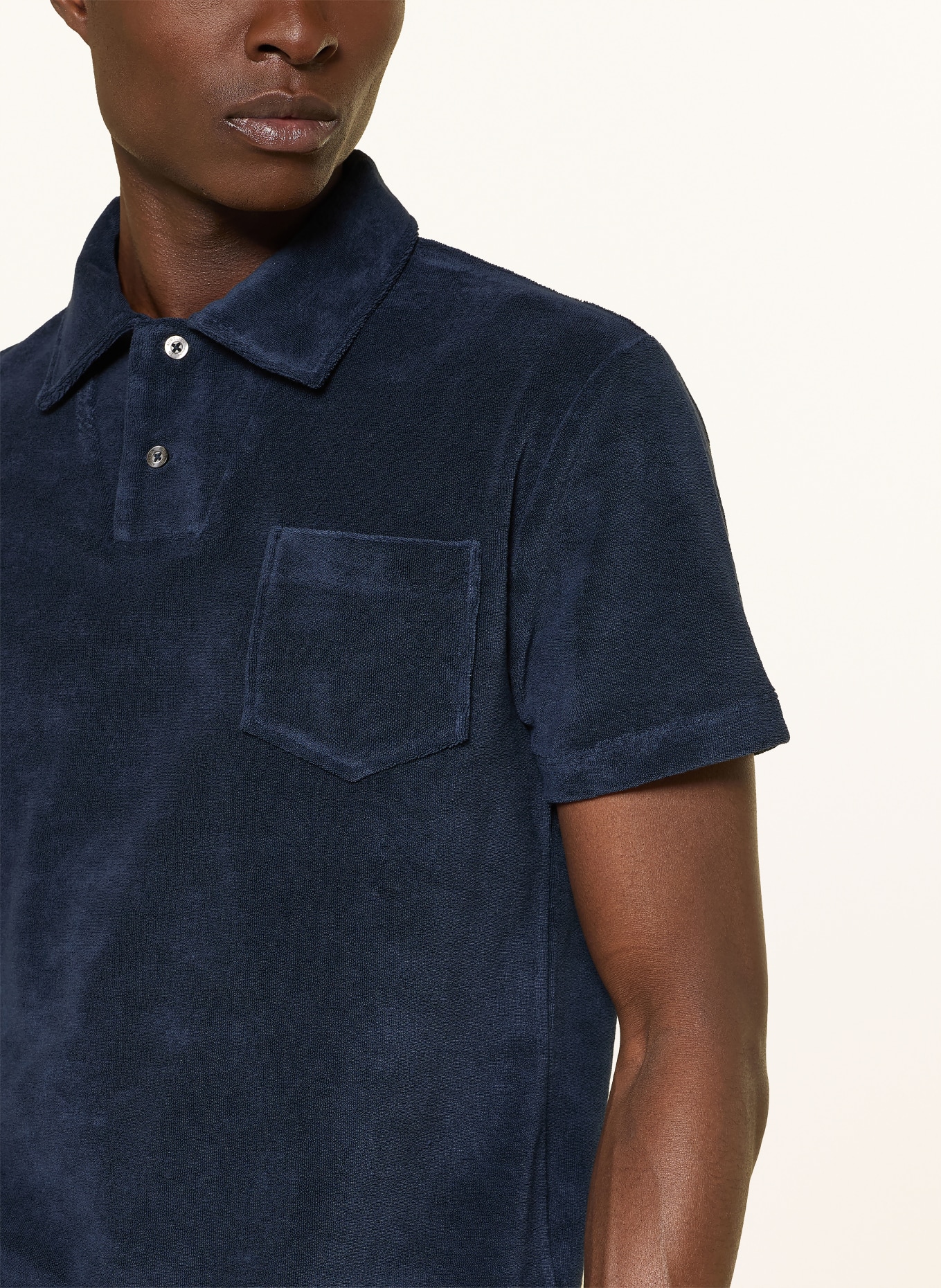 Aurélien Frottee-Poloshirt TERRY TOWELLING: DUNKELBLAU