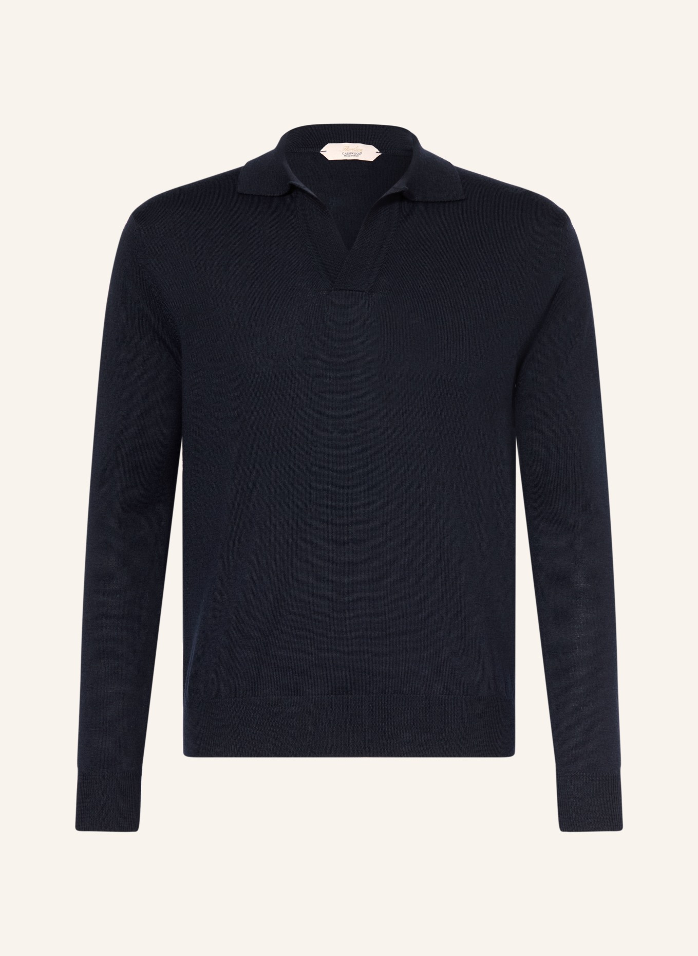 Aurélien Gebreid poloshirt van merinowol: DONKERBLAUW