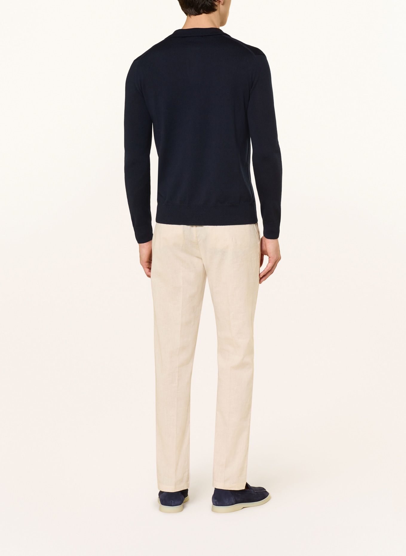 Aurélien Gebreid poloshirt van merinowol: DONKERBLAUW