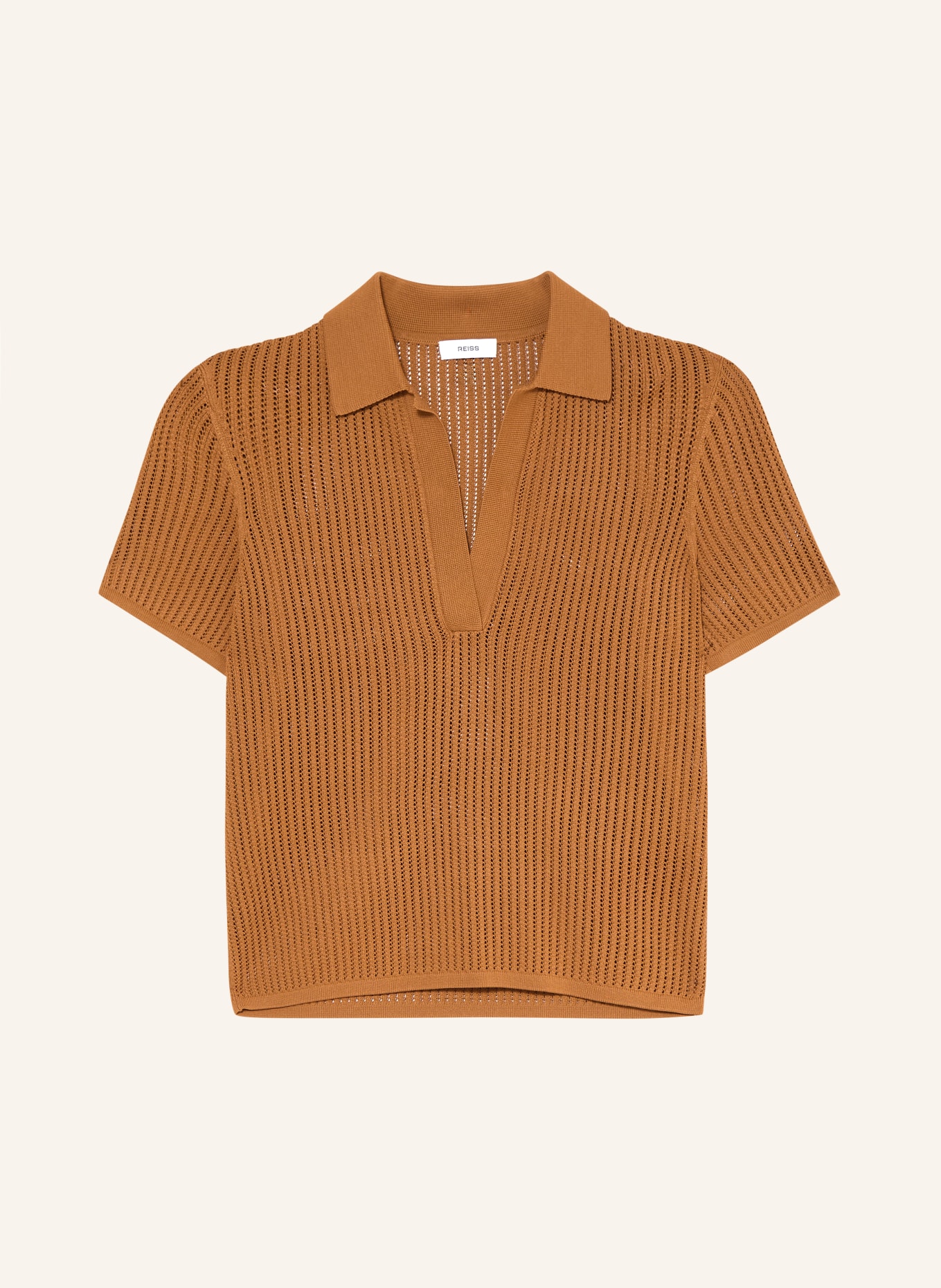 REISS Strick-Poloshirt: BRAUN