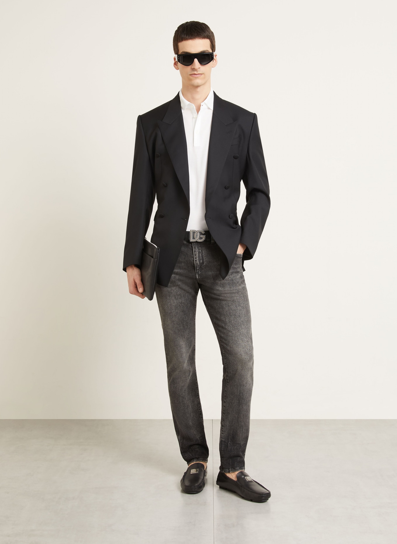 DOLCE & GABBANA Piqué-Poloshirt: WEISS