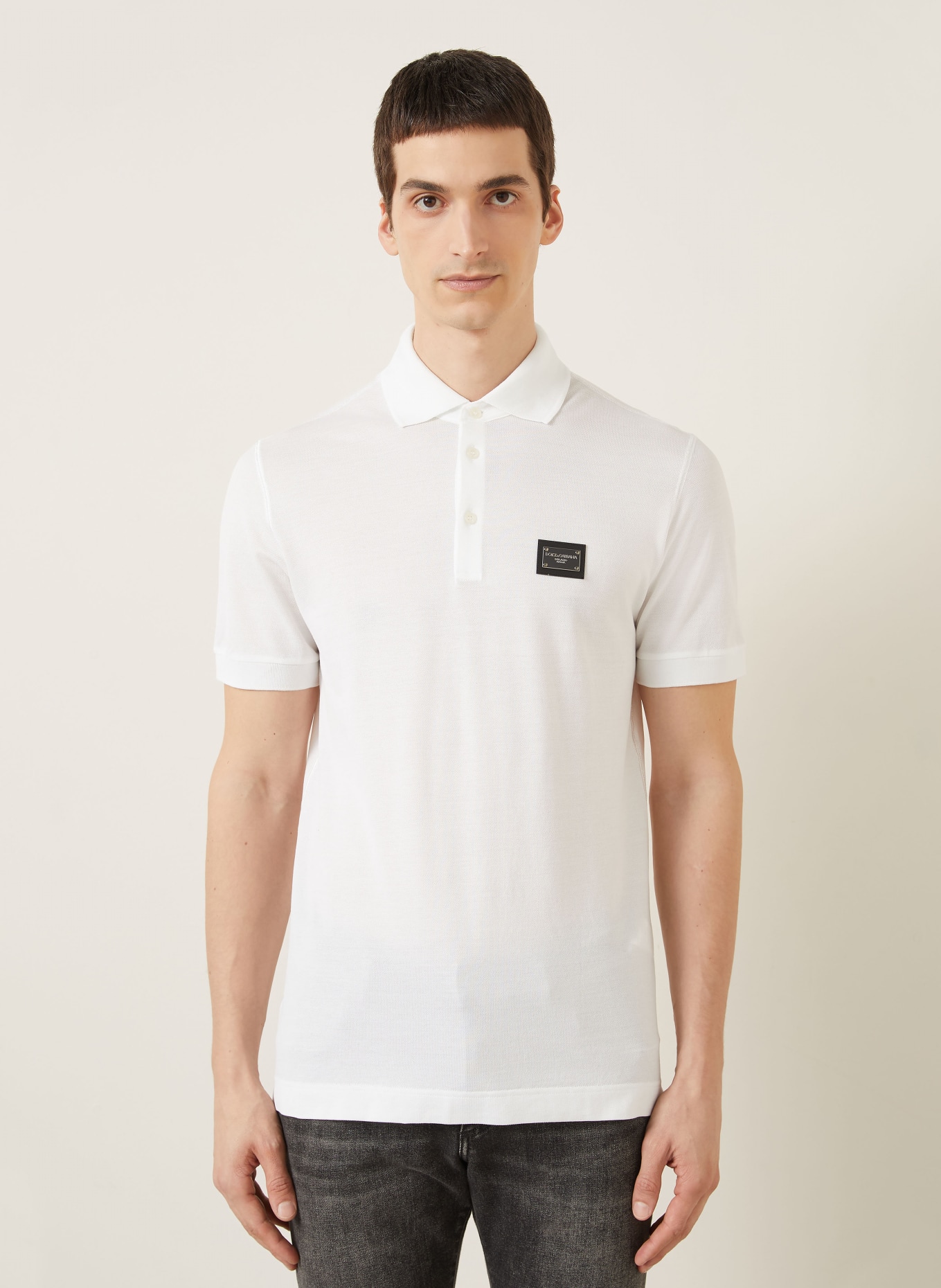 DOLCE & GABBANA Piqué-Poloshirt: WEISS