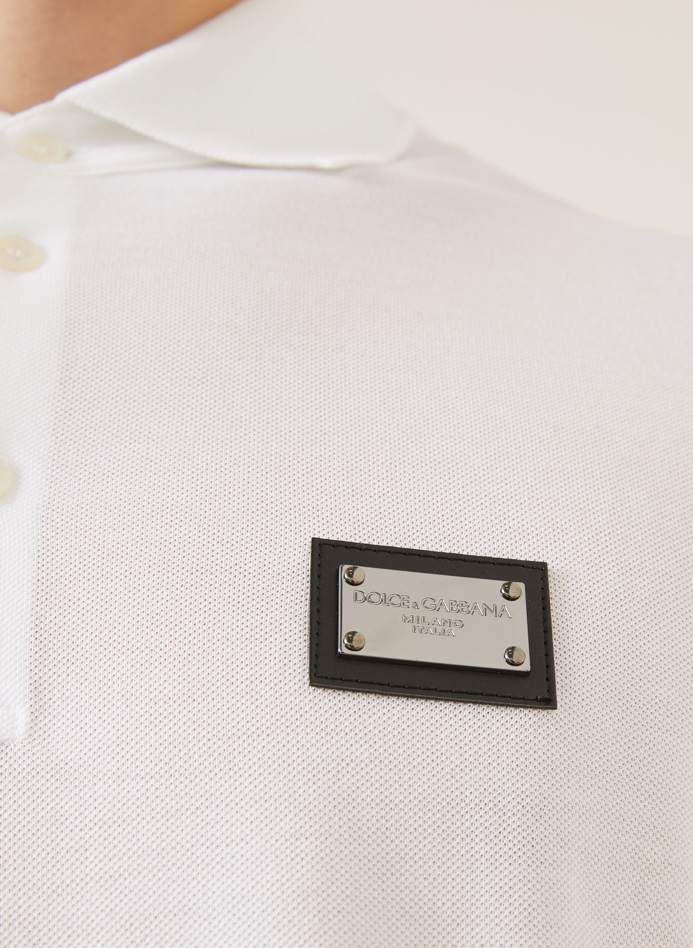 DOLCE & GABBANA Piqué-Poloshirt: WEISS