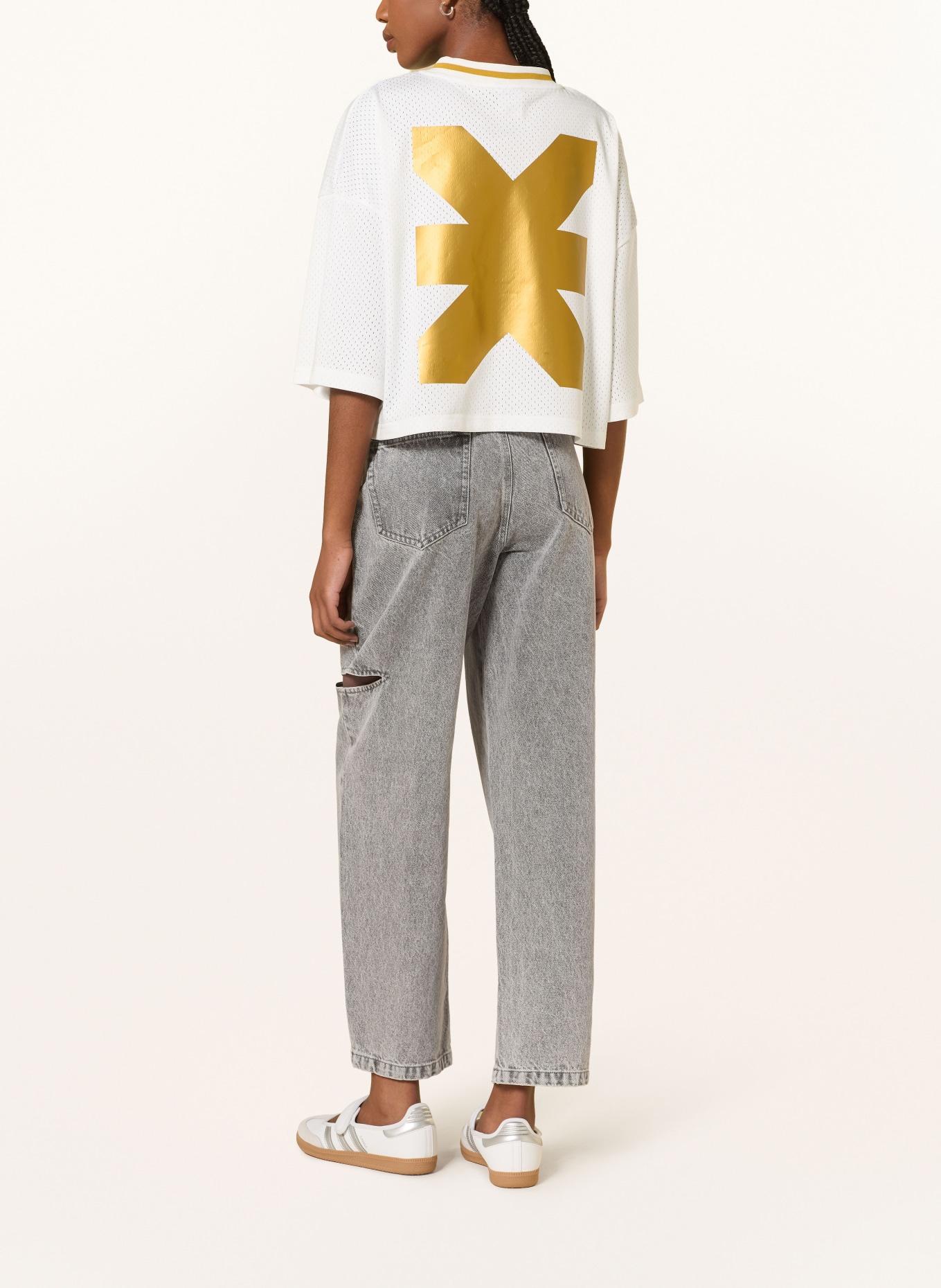 KARO KAUER Barrel Jeans mit Cut-outs: 810 GREY