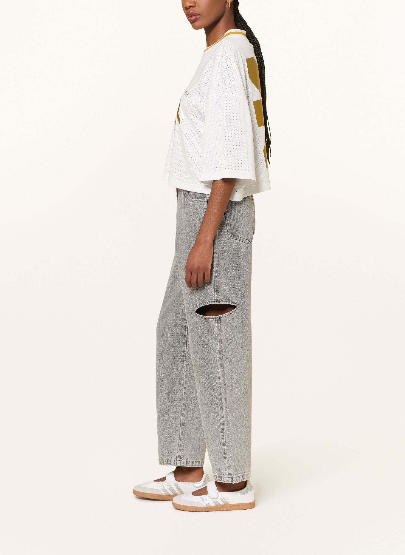 KARO KAUER Barrel Jeans mit Cut-outs: 810 GREY