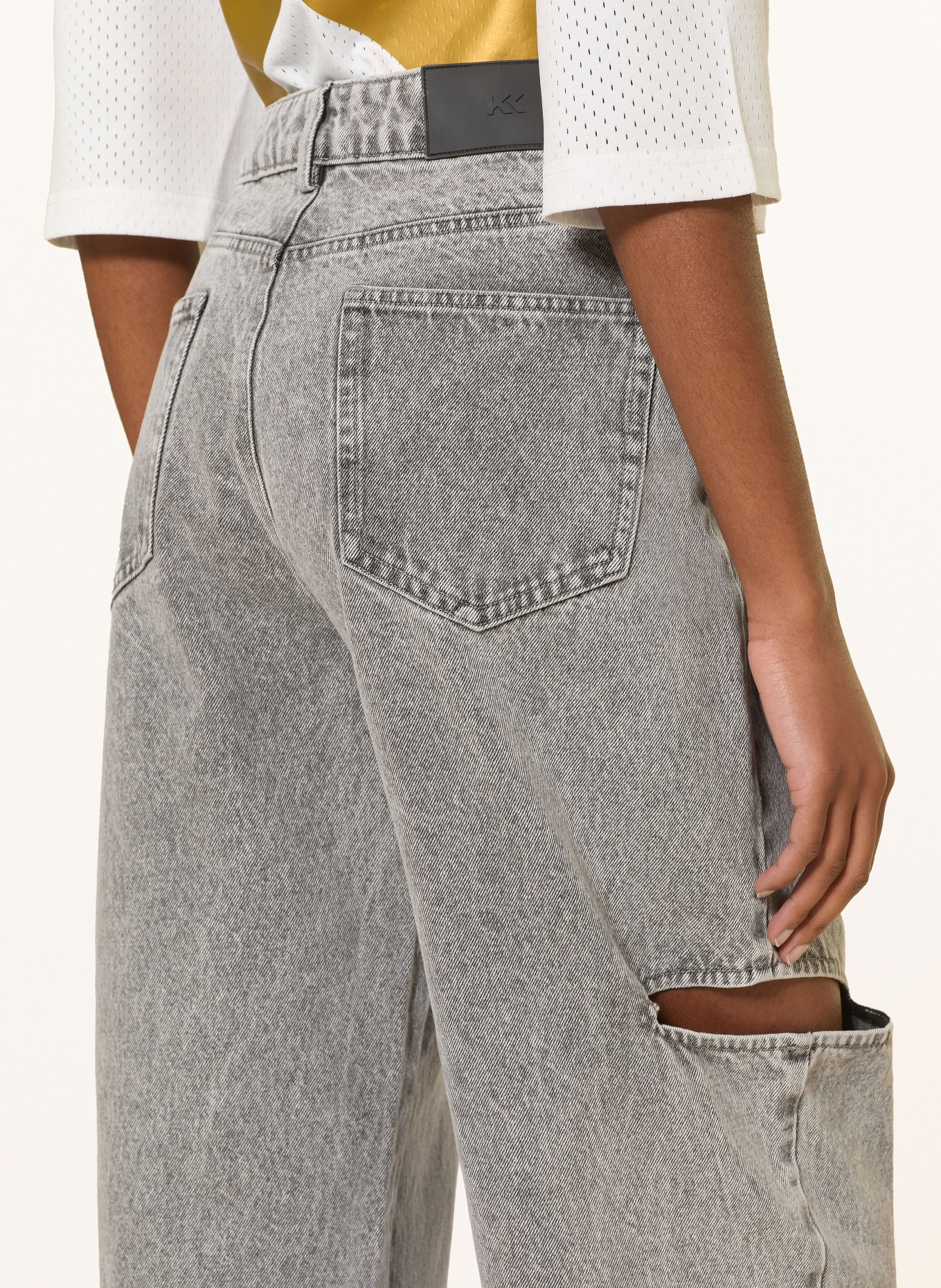 KARO KAUER Barrel Jeans mit Cut-outs: 810 GREY