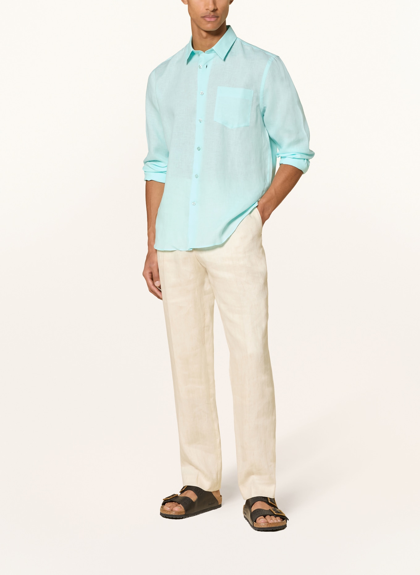 VILEBREQUIN Leinenhemd CAROUBIS Comfort Fit: TÜRKIS
