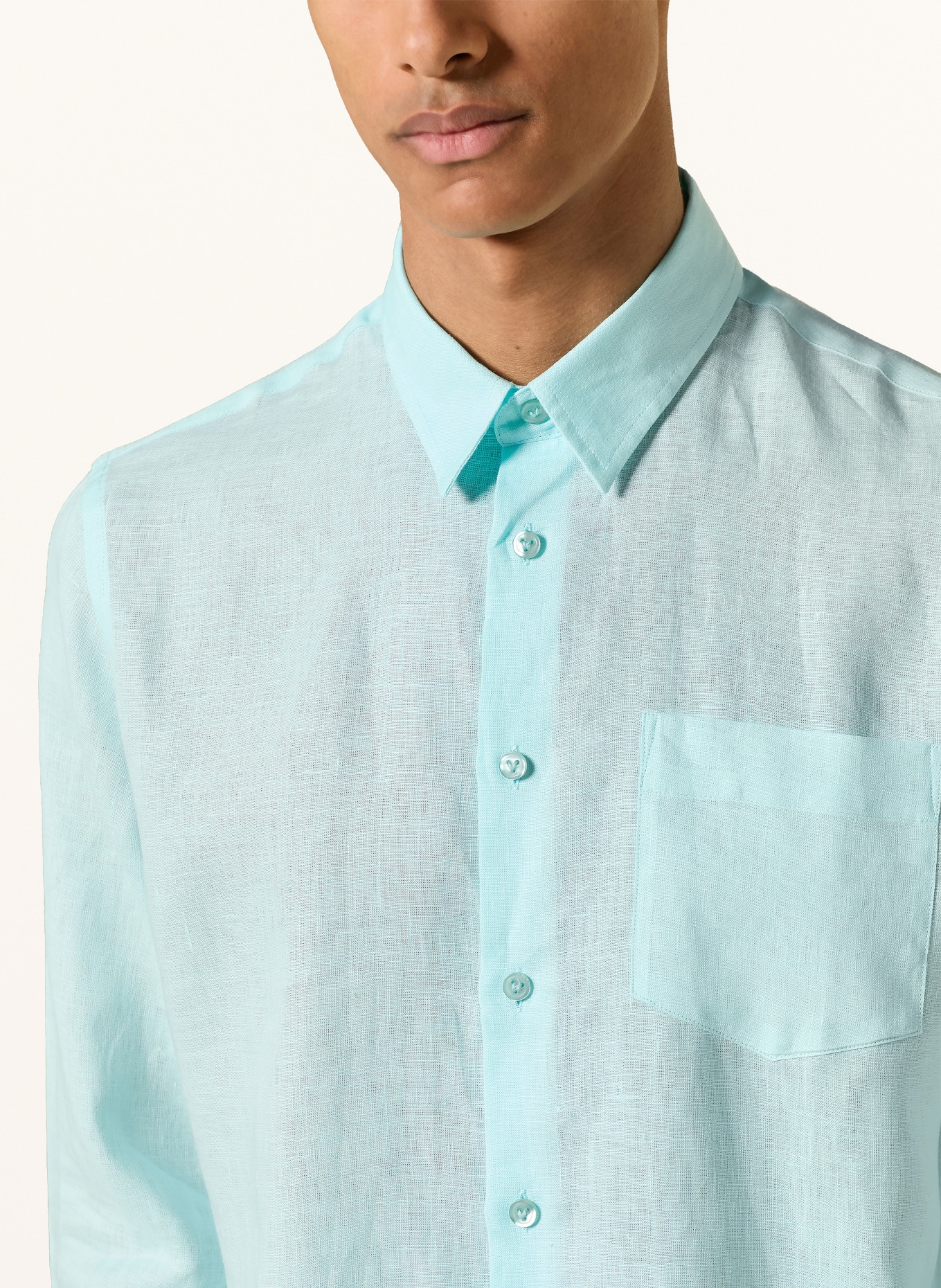VILEBREQUIN Leinenhemd CAROUBIS Comfort Fit: TÜRKIS