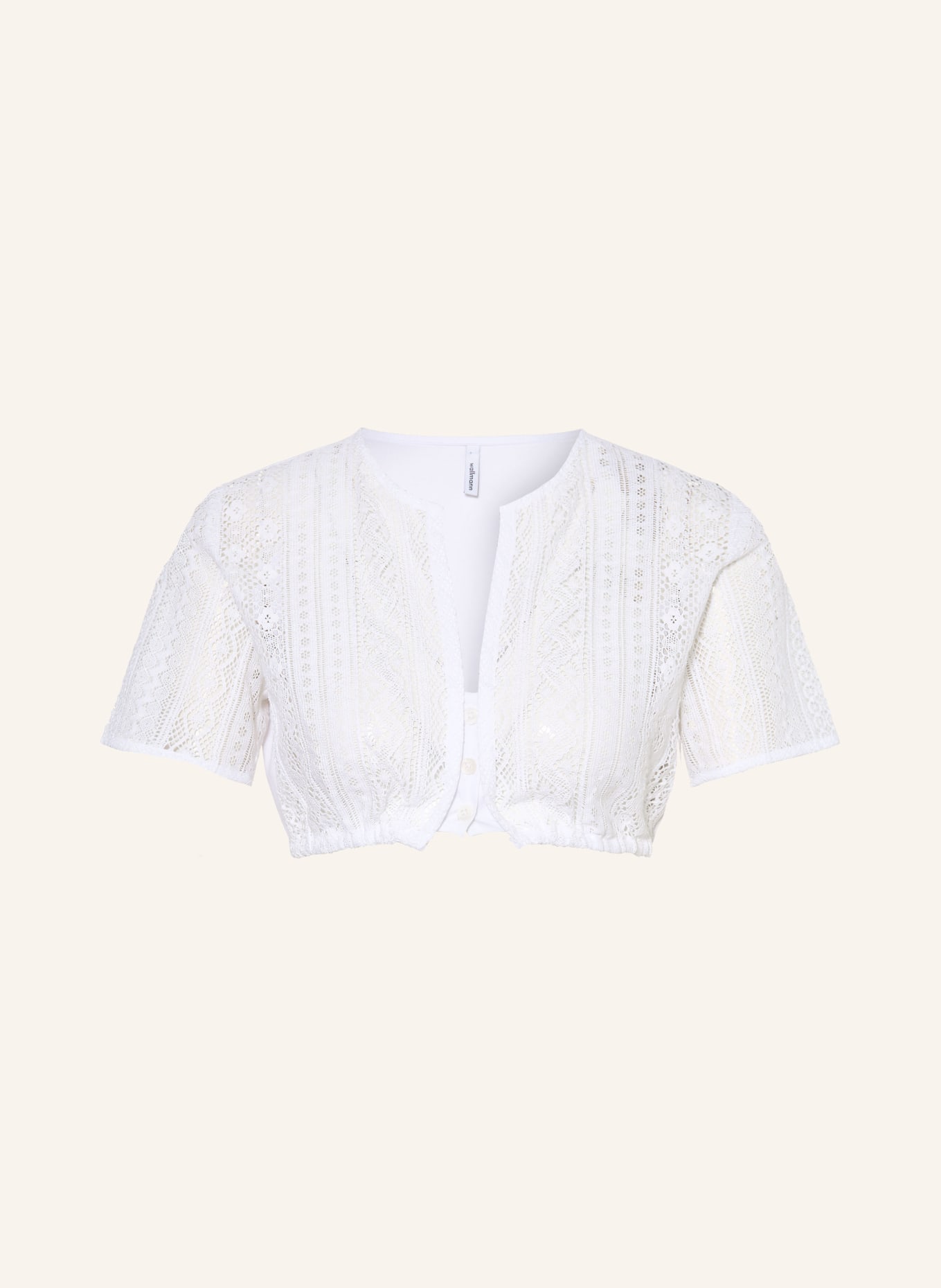 wallmann Dirndlbluse mit Spitze im Materialmix: WEISS