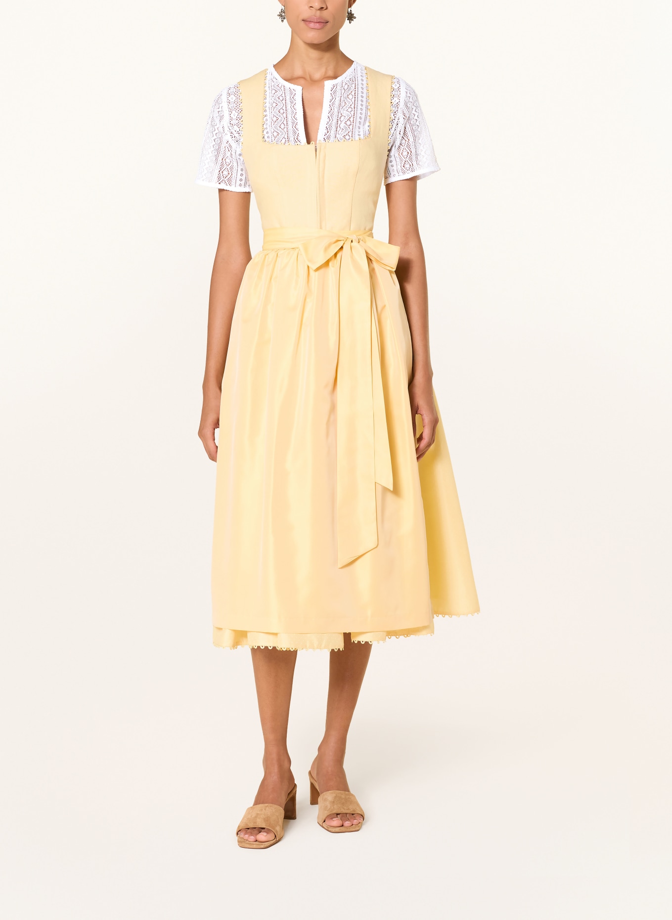 wallmann Dirndlbluse mit Spitze im Materialmix: WEISS